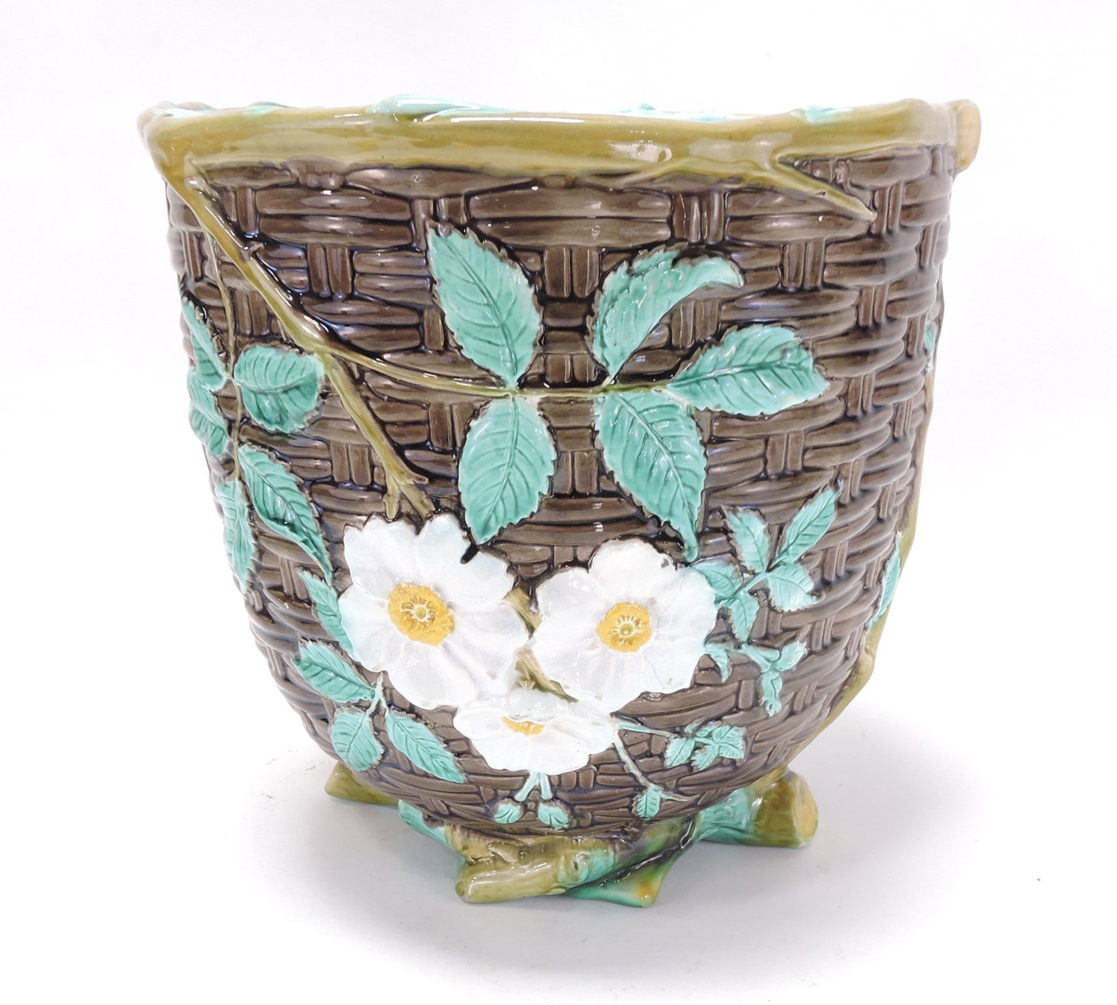 Holdcroft wicker and floral jardiniere, (1 of 2)