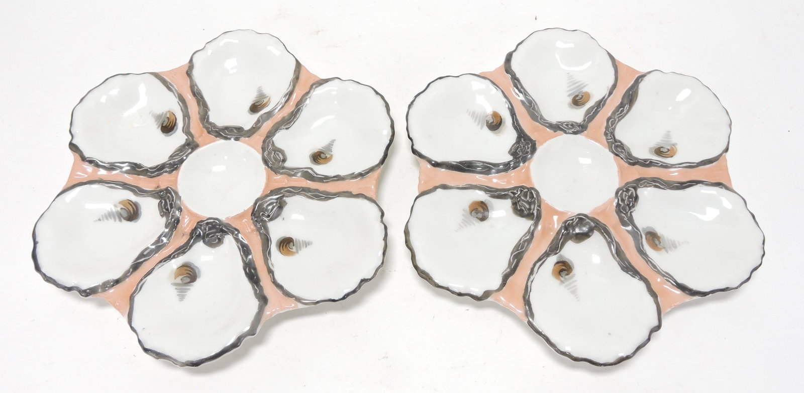 Haviland pair of 9" six well oyster plates: .