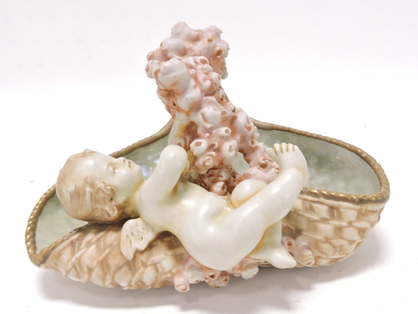 Amphora basket with child, 5"h, 8"w: .
