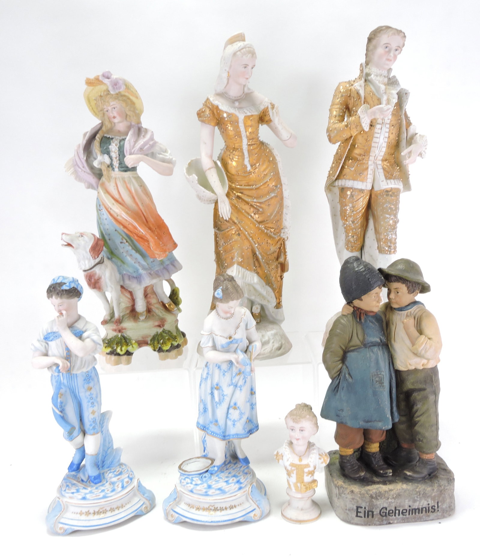 Bisque lot of 7 figures, 5" to 17", (1 of 1)