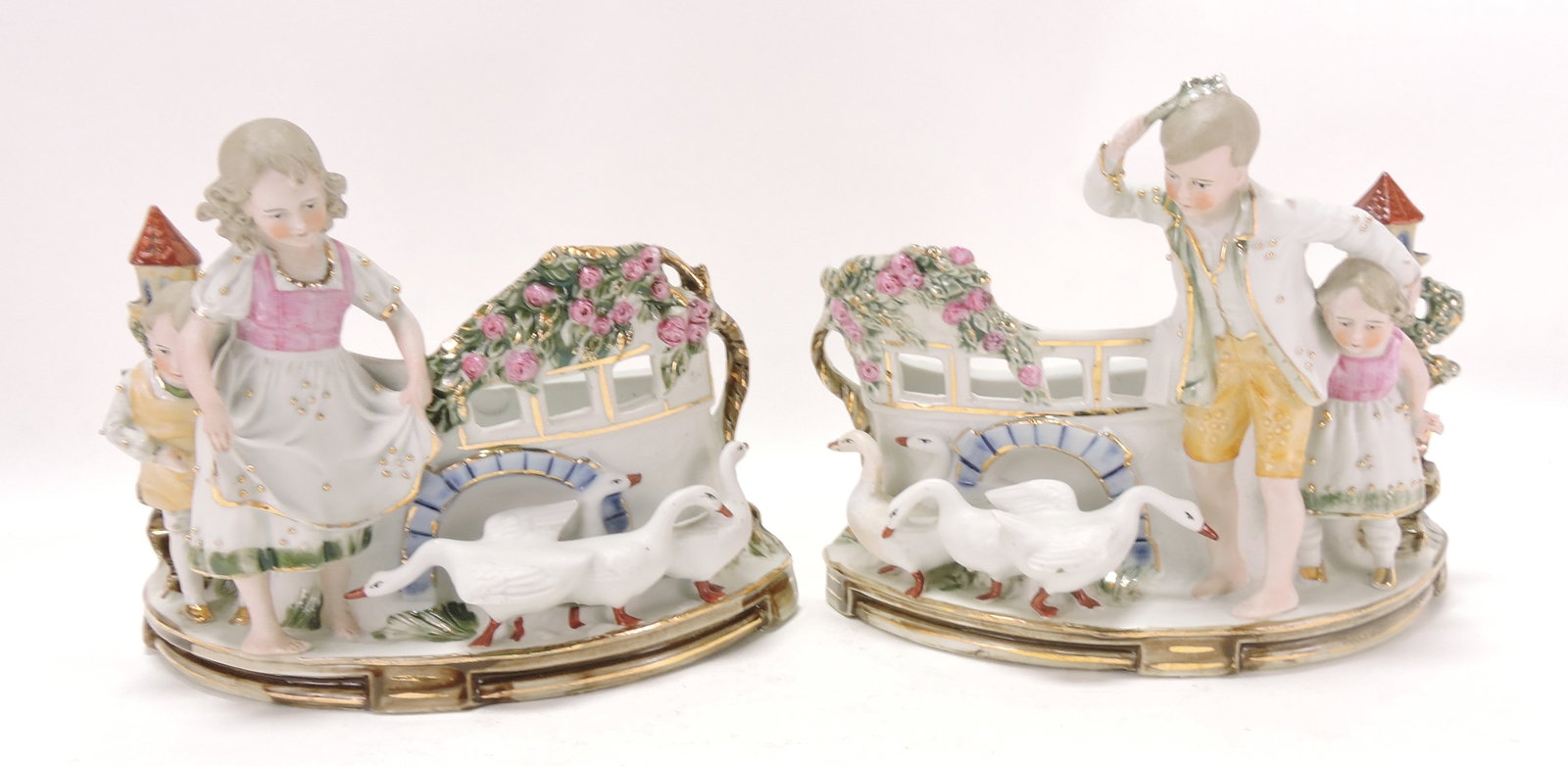 Bisque pair of figural vases, 6"h, (1 of 1)