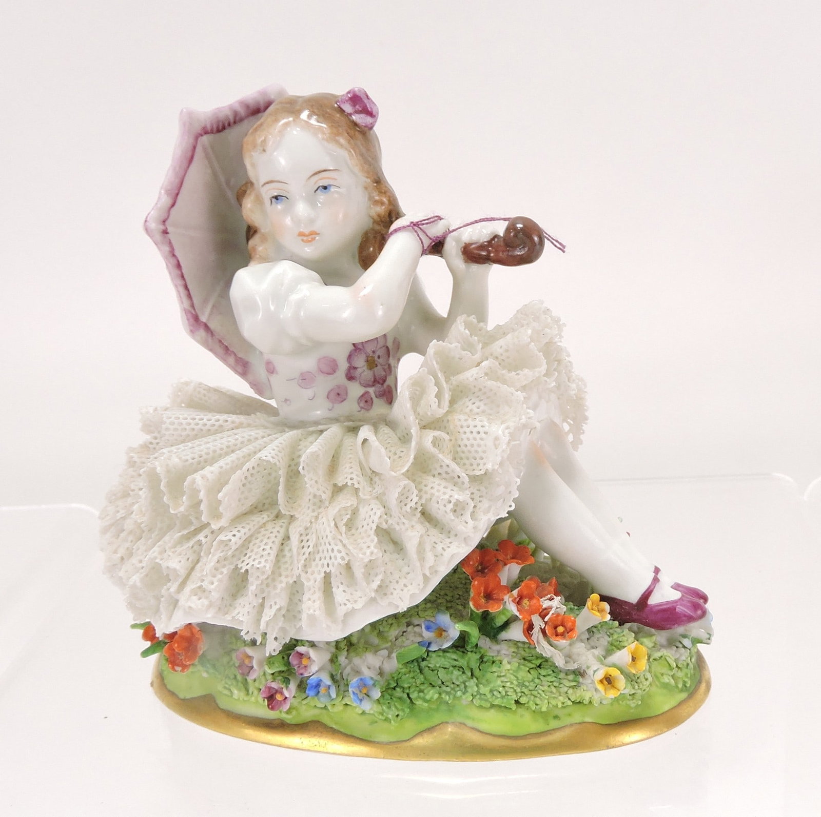 Sitzendorf porcelain figure of girl, (1 of 2)