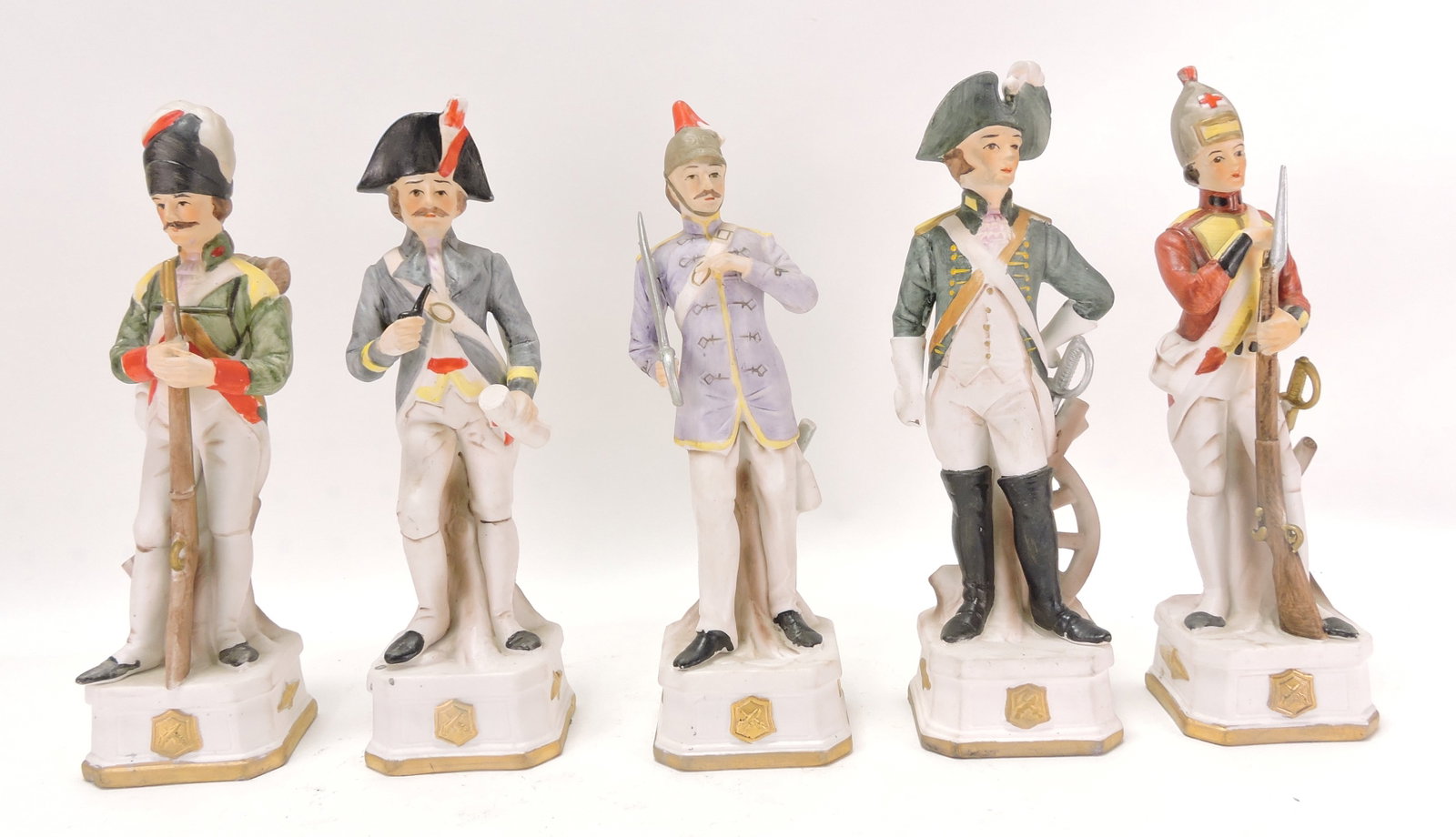 Bisque set of 5 military figures, 9" (1 of 1)