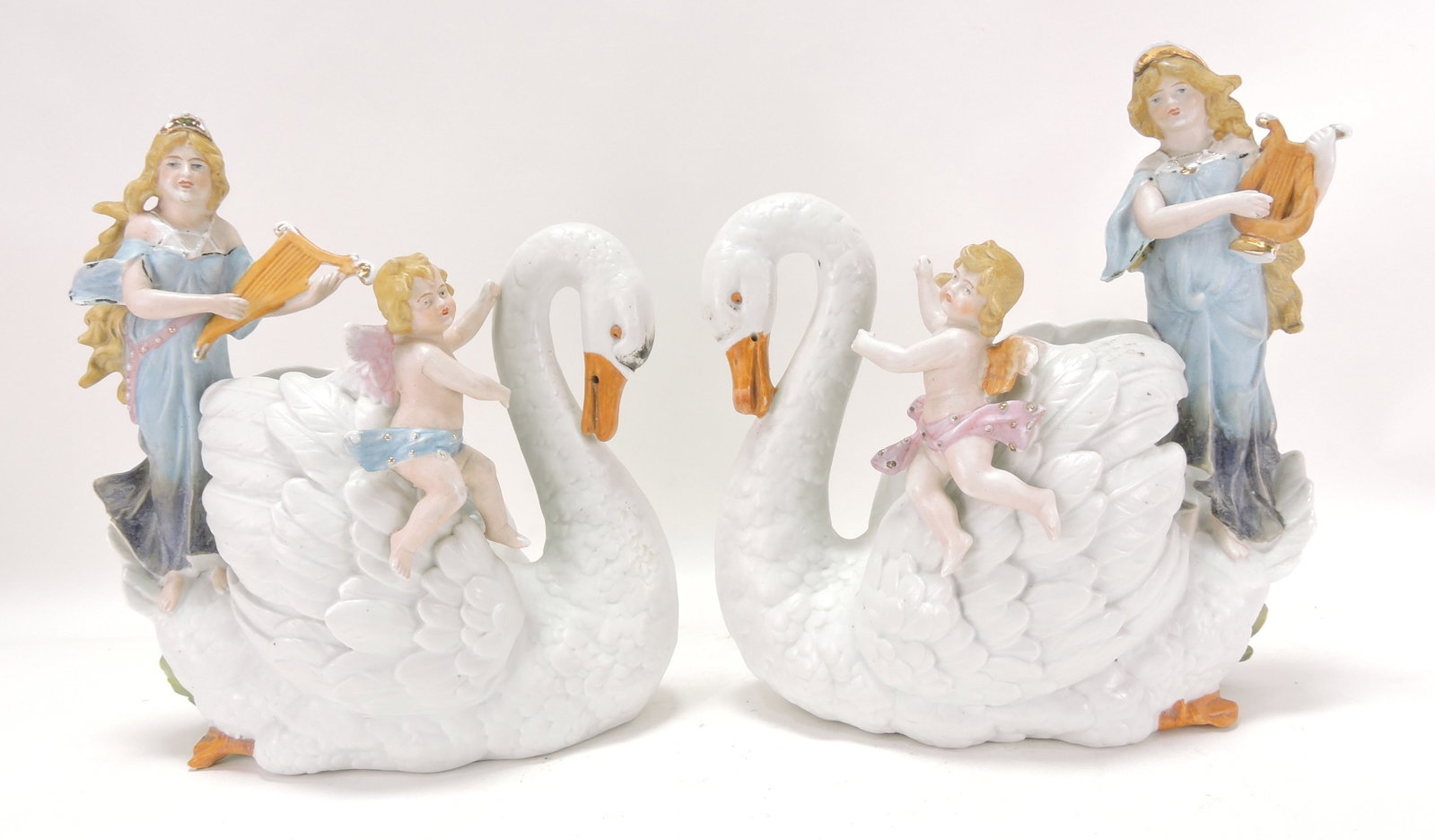 Bisque pair of swan vases with (1 of 1)