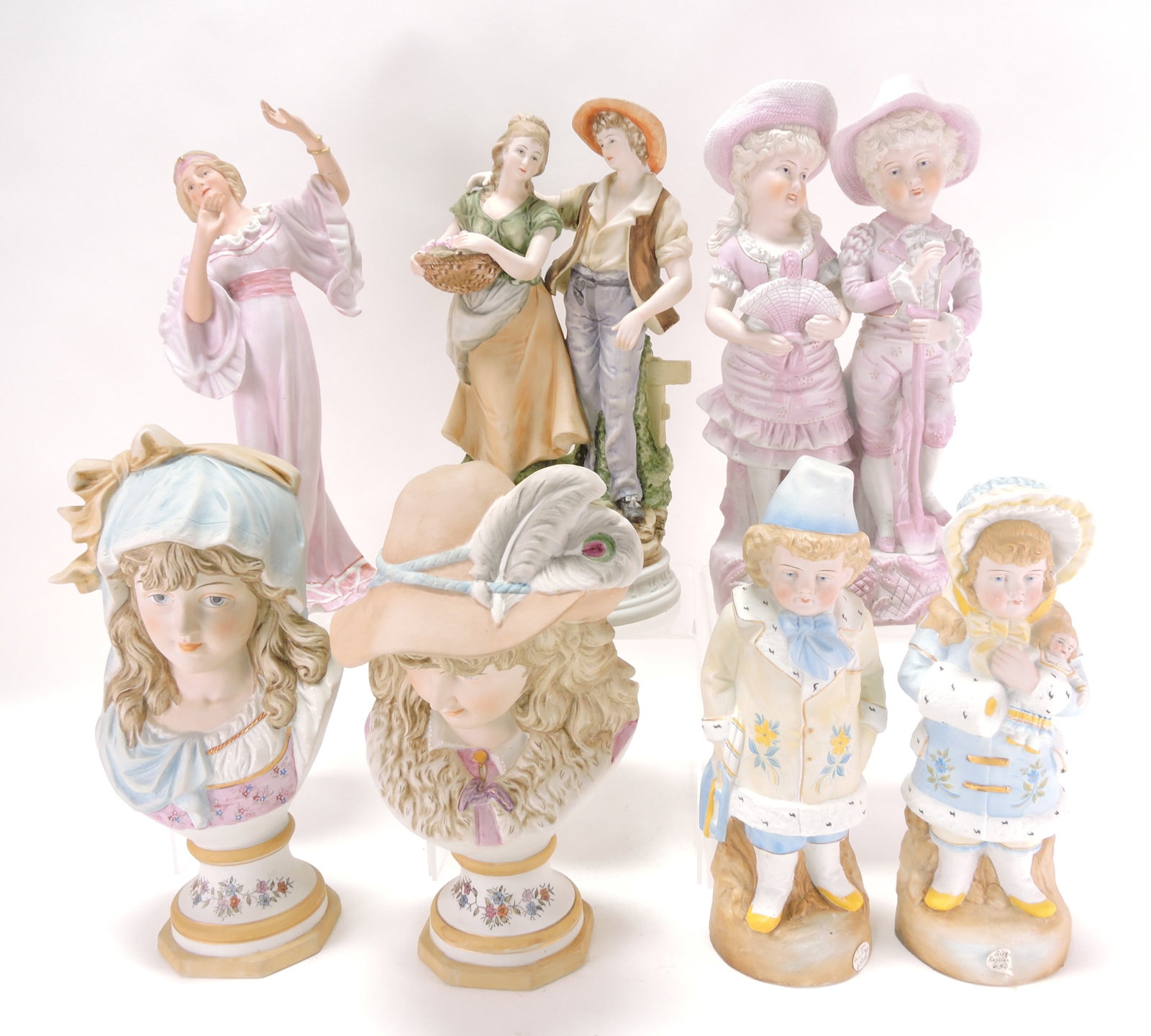 Bisque lot of 7 figures, 9" to 12" (1 of 1)