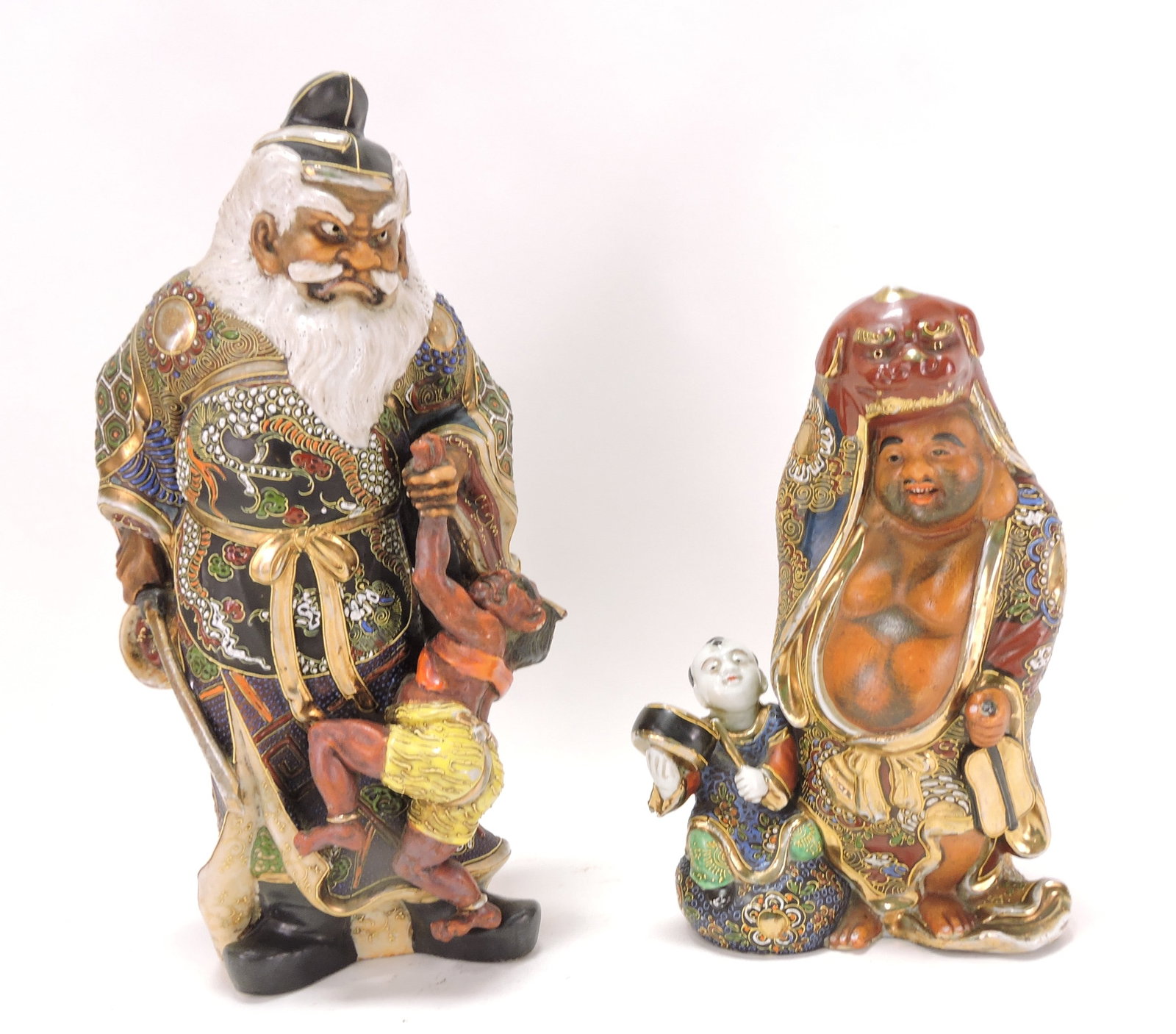 Oriental lot of 2 figures, 9" and 12": .