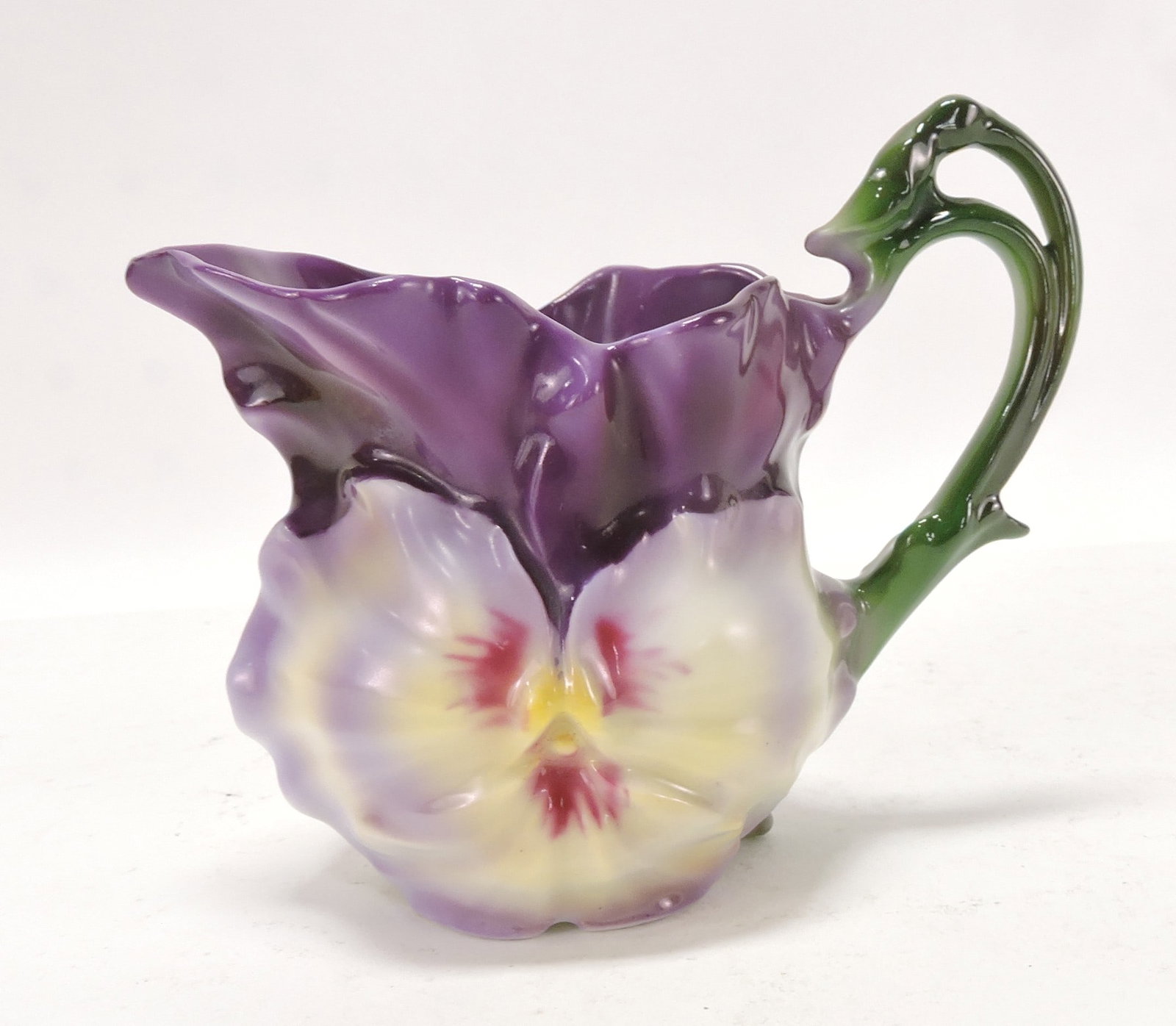 Royal Bayreuth purple pansy creamer,: 4"