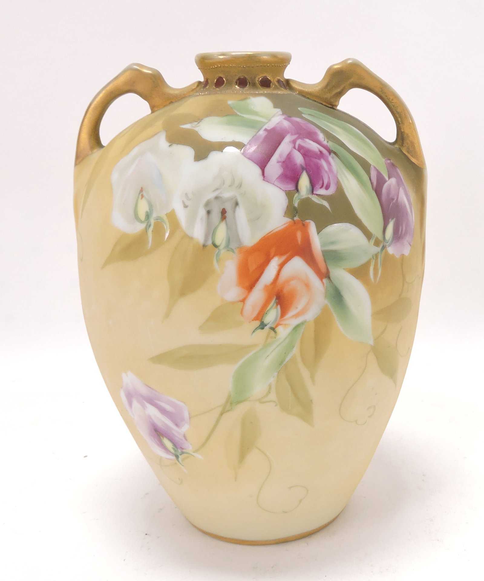 Nippon two handled vase, 8" (1 of 2)