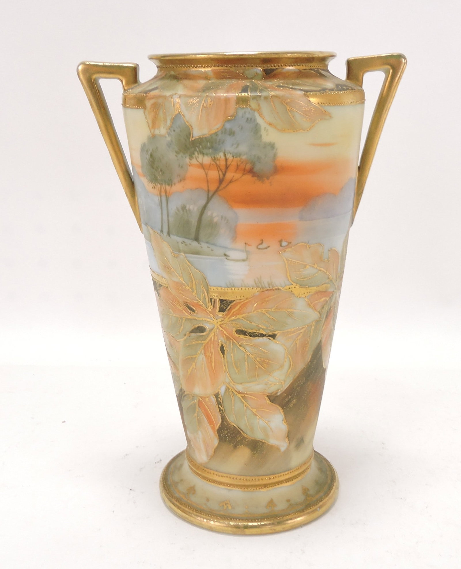 Nippon two handled vase, 7 1/2" (1 of 2)