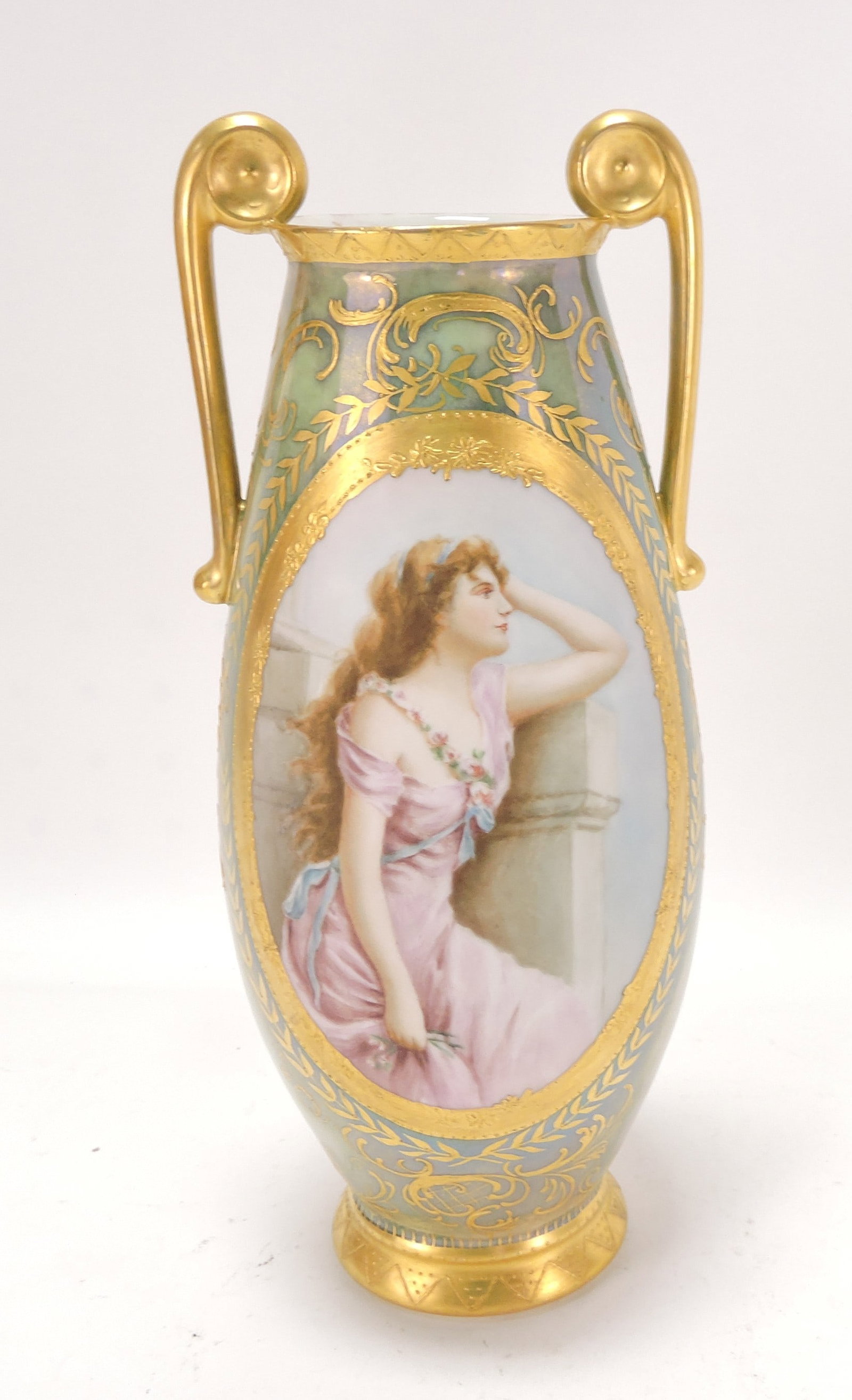 Porcelain portrait vase, 10" (1 of 3)