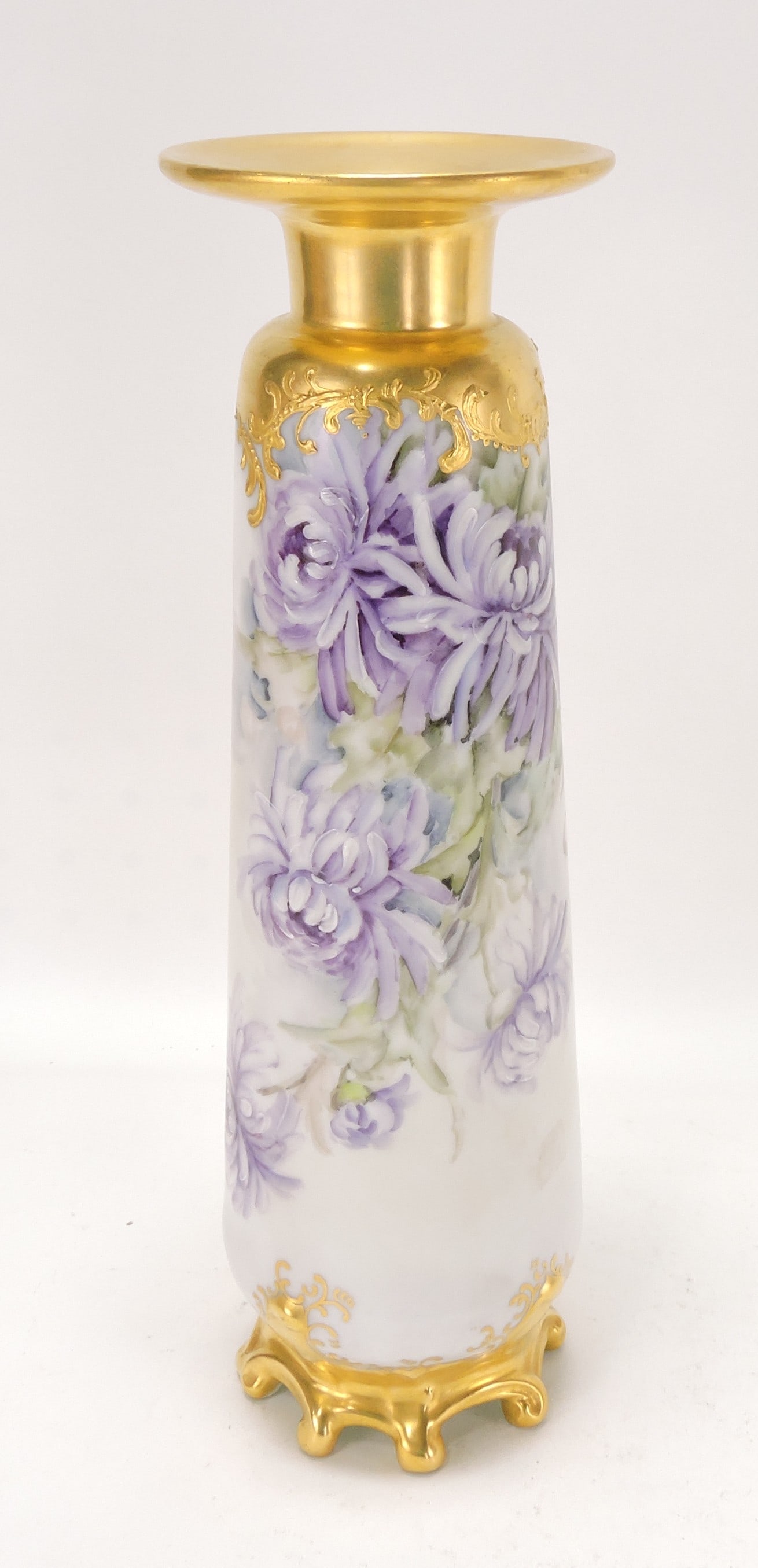 French Limoges 13" floral vase: .