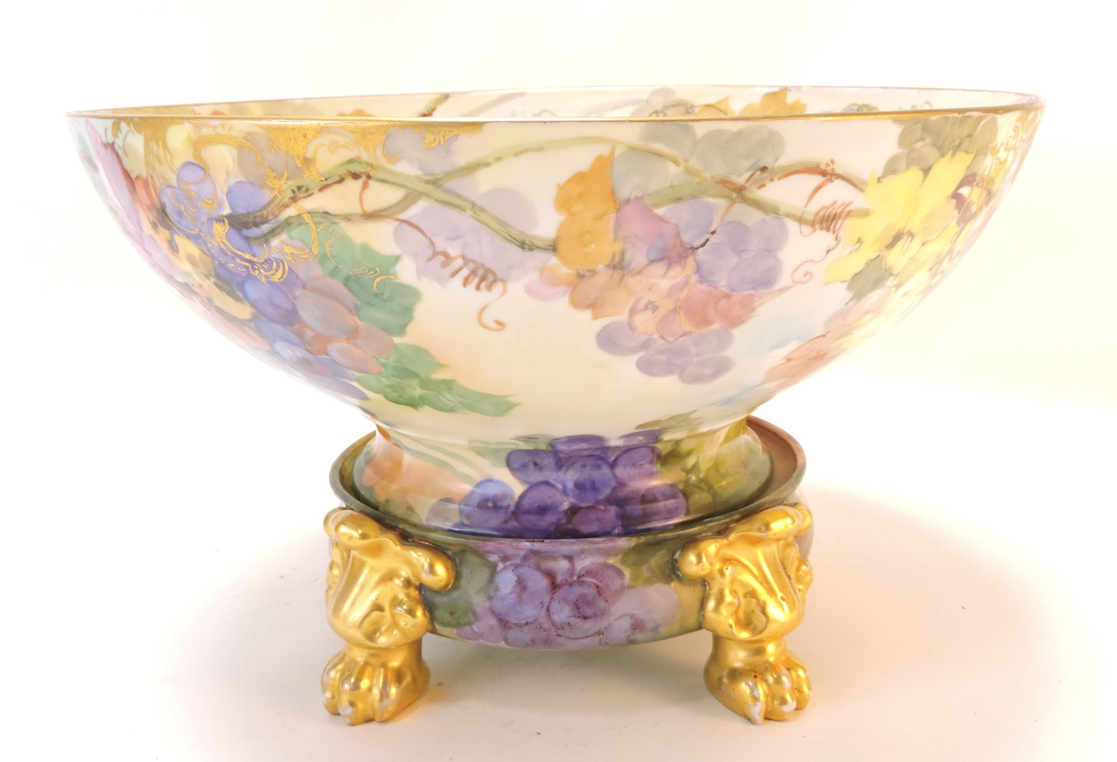 France Limoges two piece punch bowl,: 9"h, 14"d