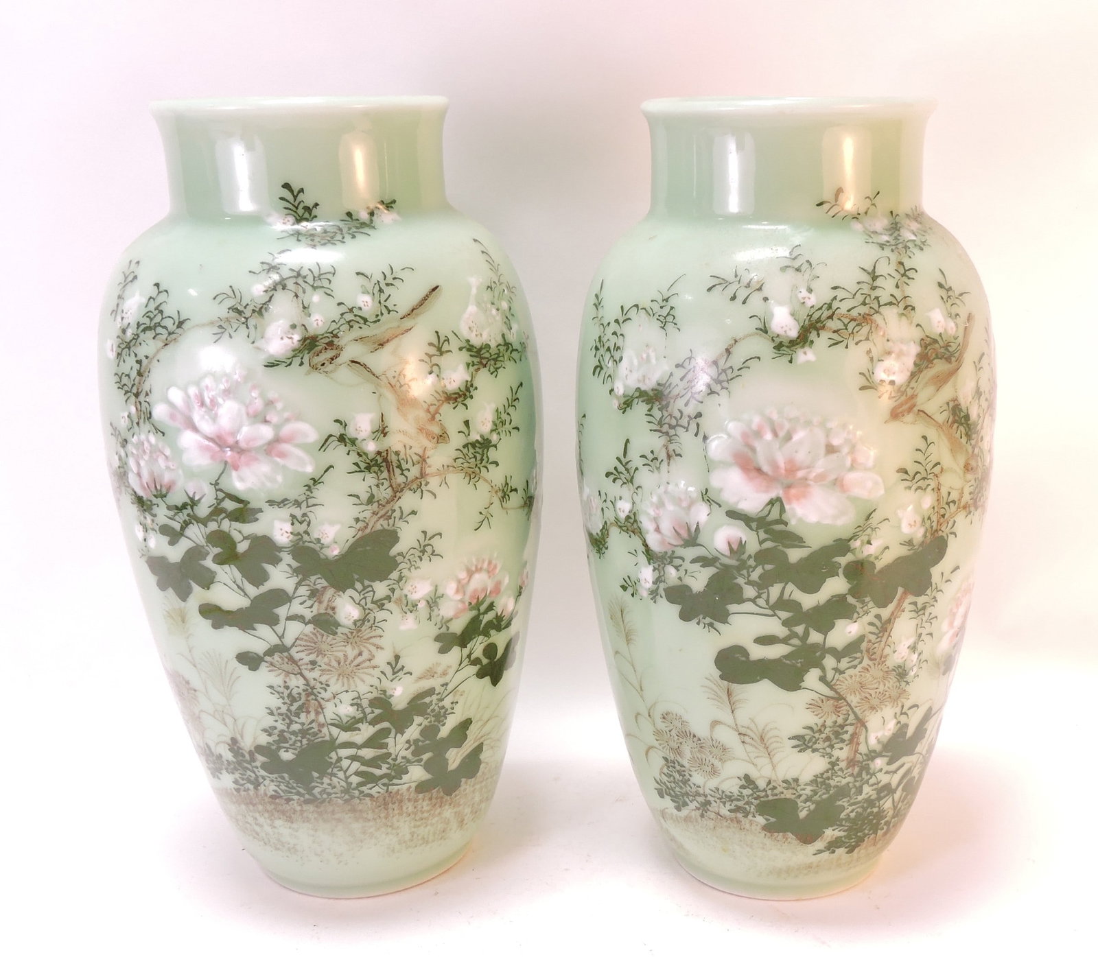 Oriental celadon green pair of 14" (1 of 3)