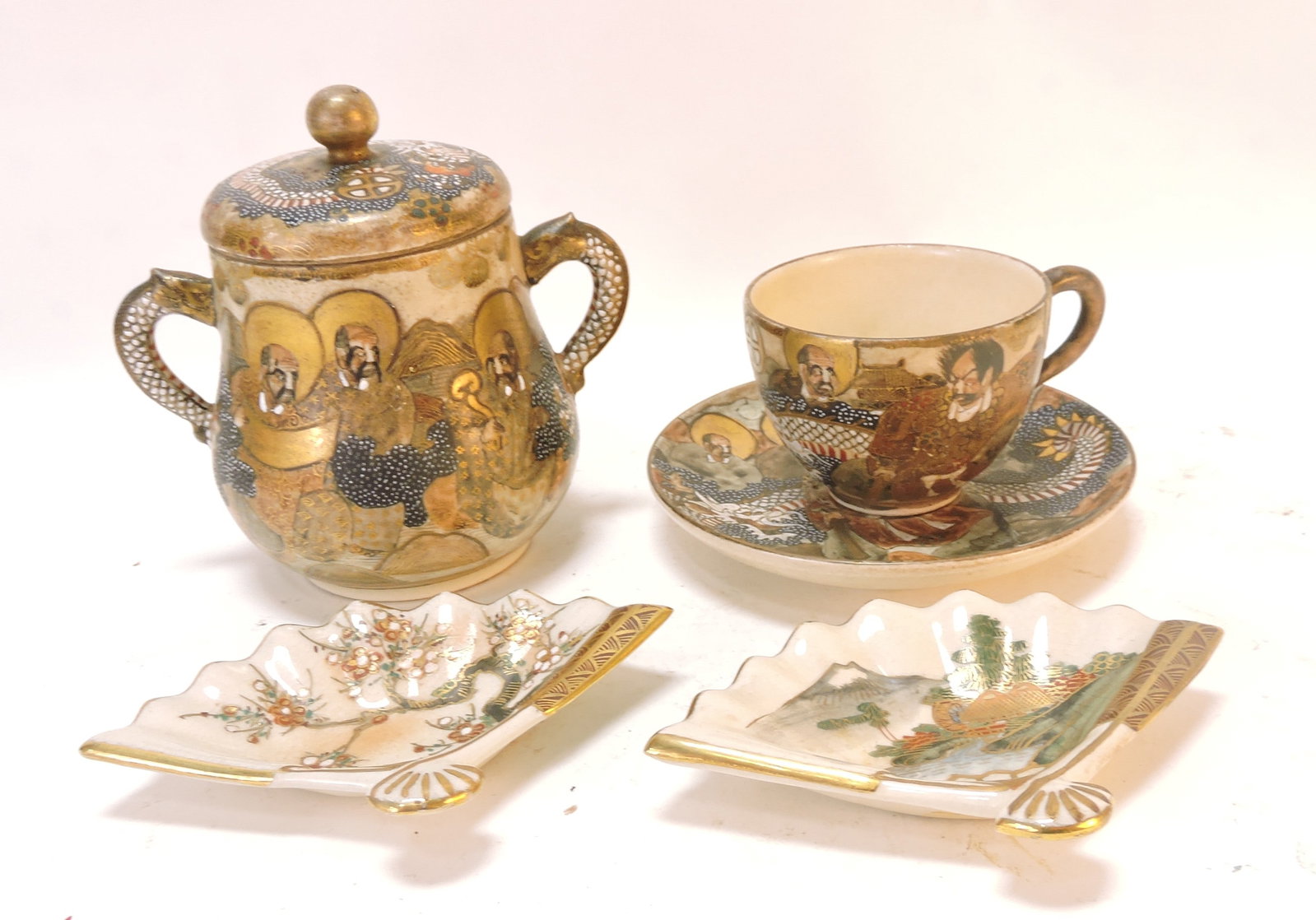 Satsuma Oriental porcelain sugar, (1 of 2)