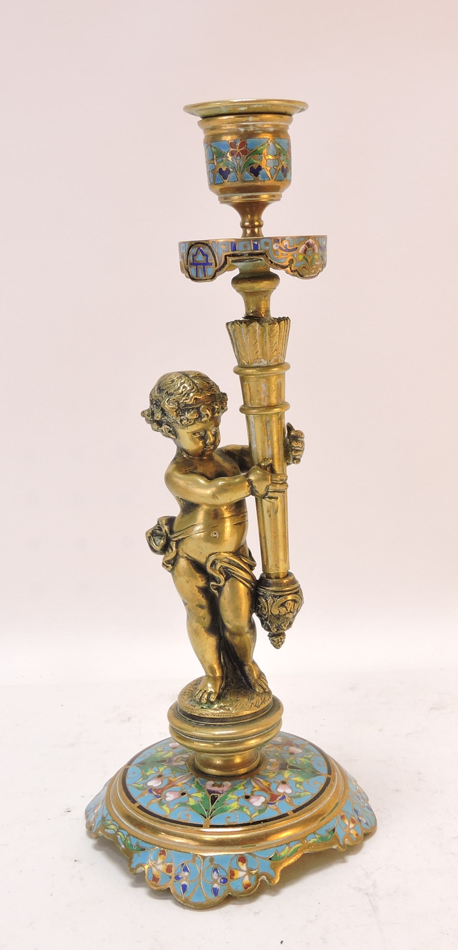 Champleve bronze candlestick with (1 of 1)