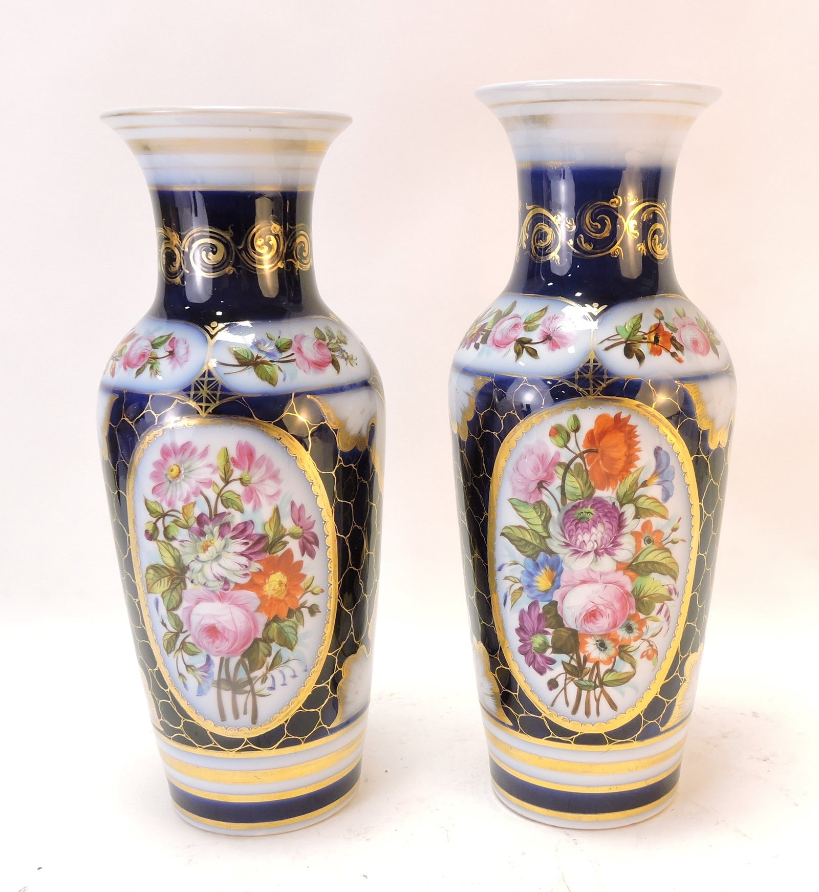 Limbach hard paste pair of cobalt vases (1 of 3)