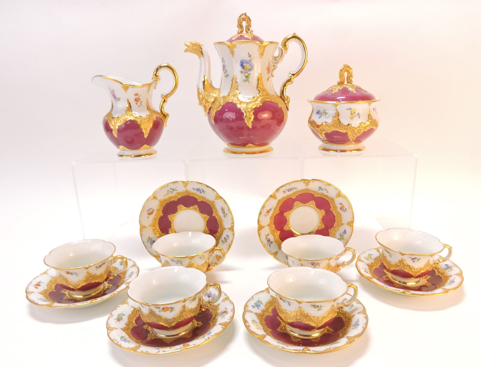 Meissen porcelain tea service with (1 of 6)