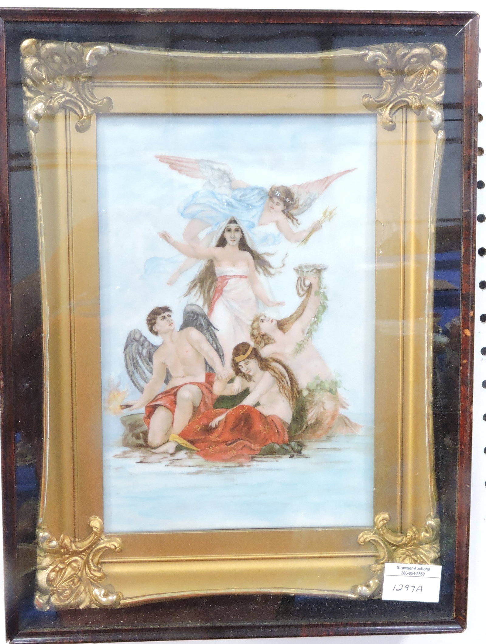 M. Pirnir porcelain plaque of 'Spirit: Divine', porcelain 12 1/2" x 8 1/2", frame 16"x12"