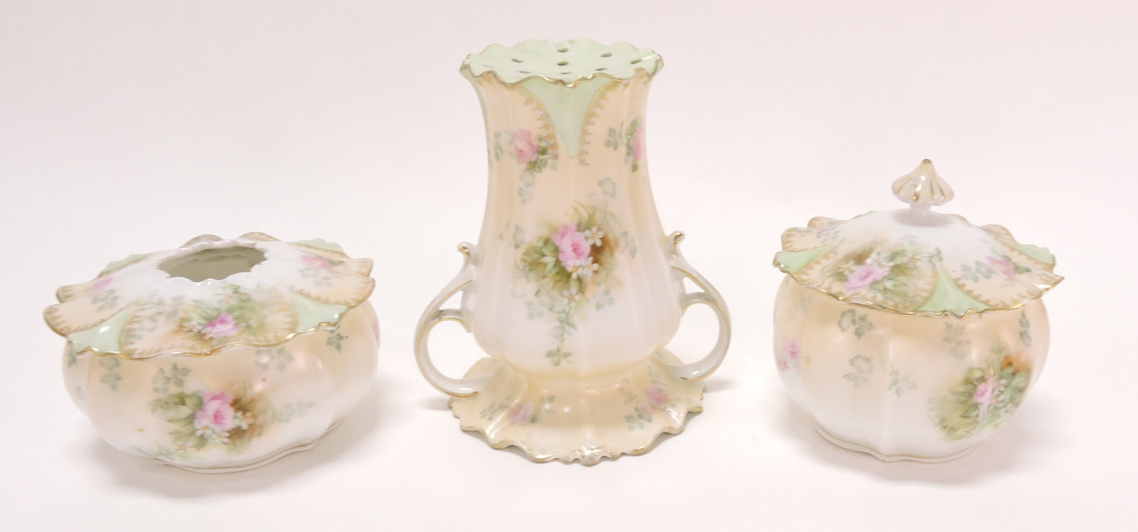 R.S. Prussia 3 pc dresser set, rim (1 of 1)