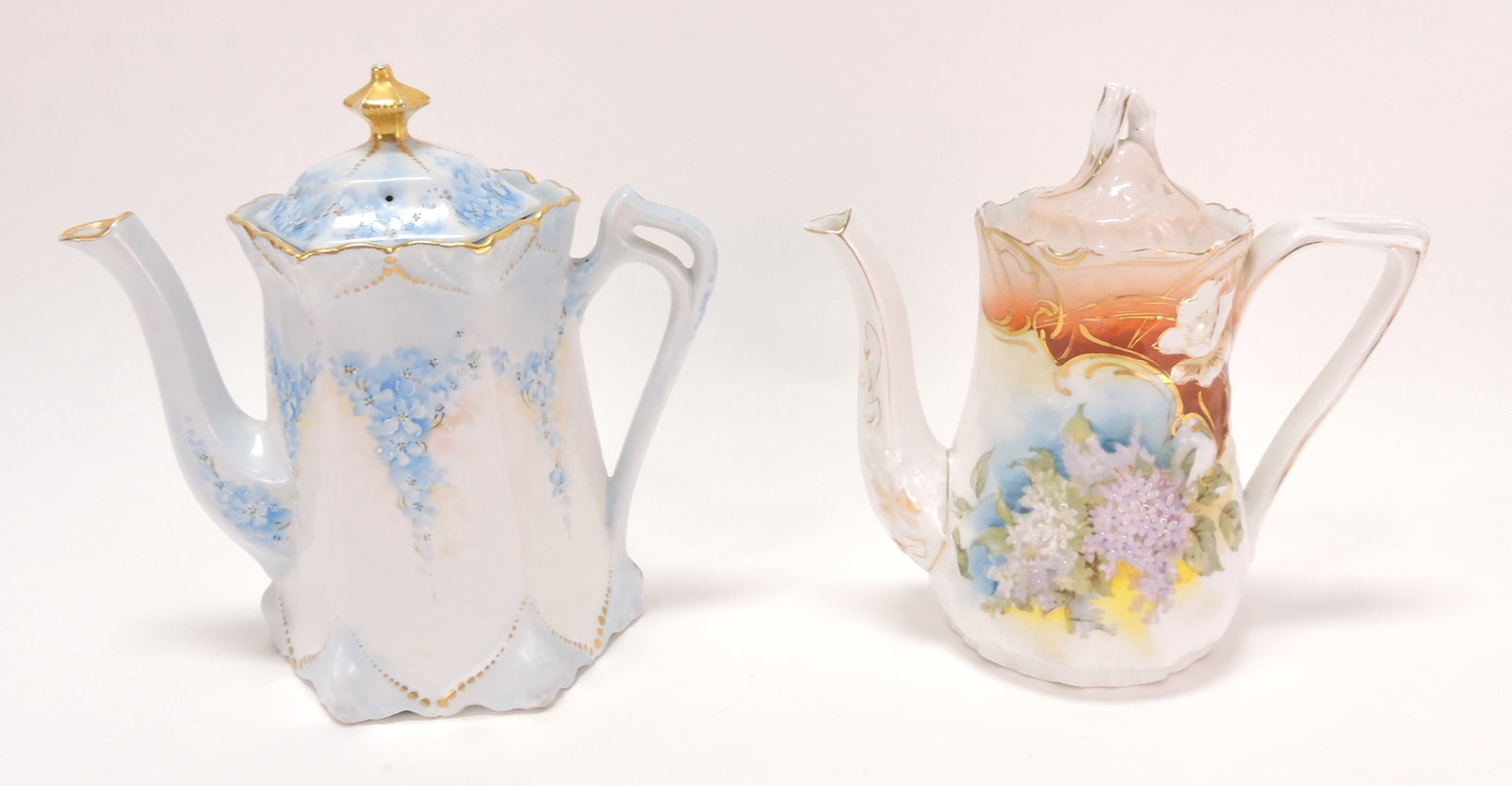 Porcelain lot of 2 chocolate pots, 7" (1 of 1)