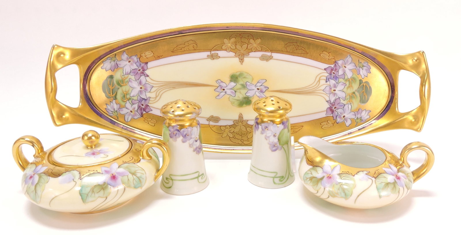 Pickard cream, sugar, pair of shakers, (1 of 1)