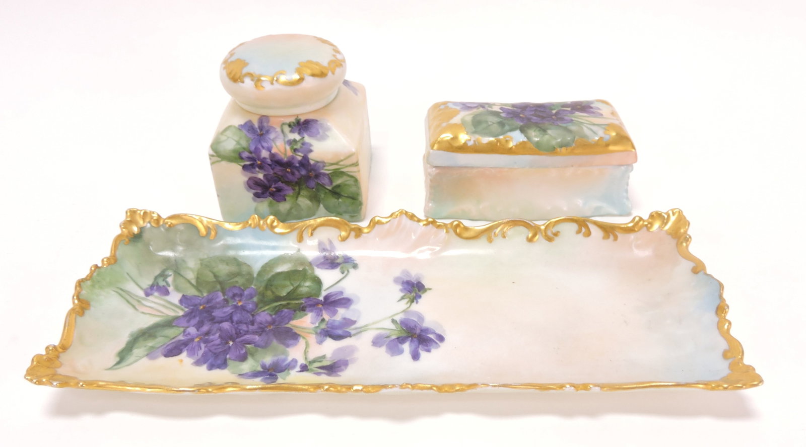 French Limoges 3 pc desk set: .
