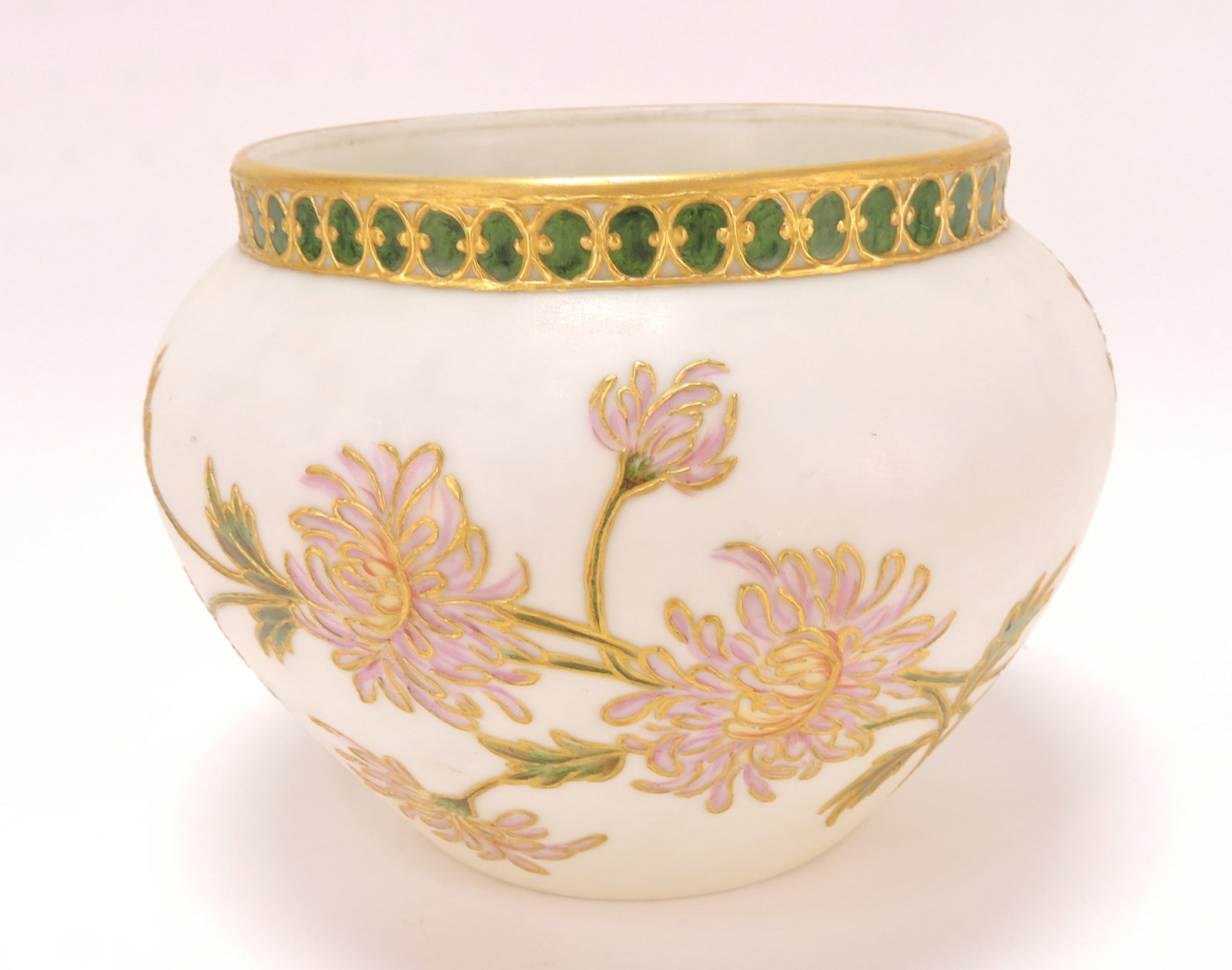 Limoges jardiniere, floral decor with: gold, 6"