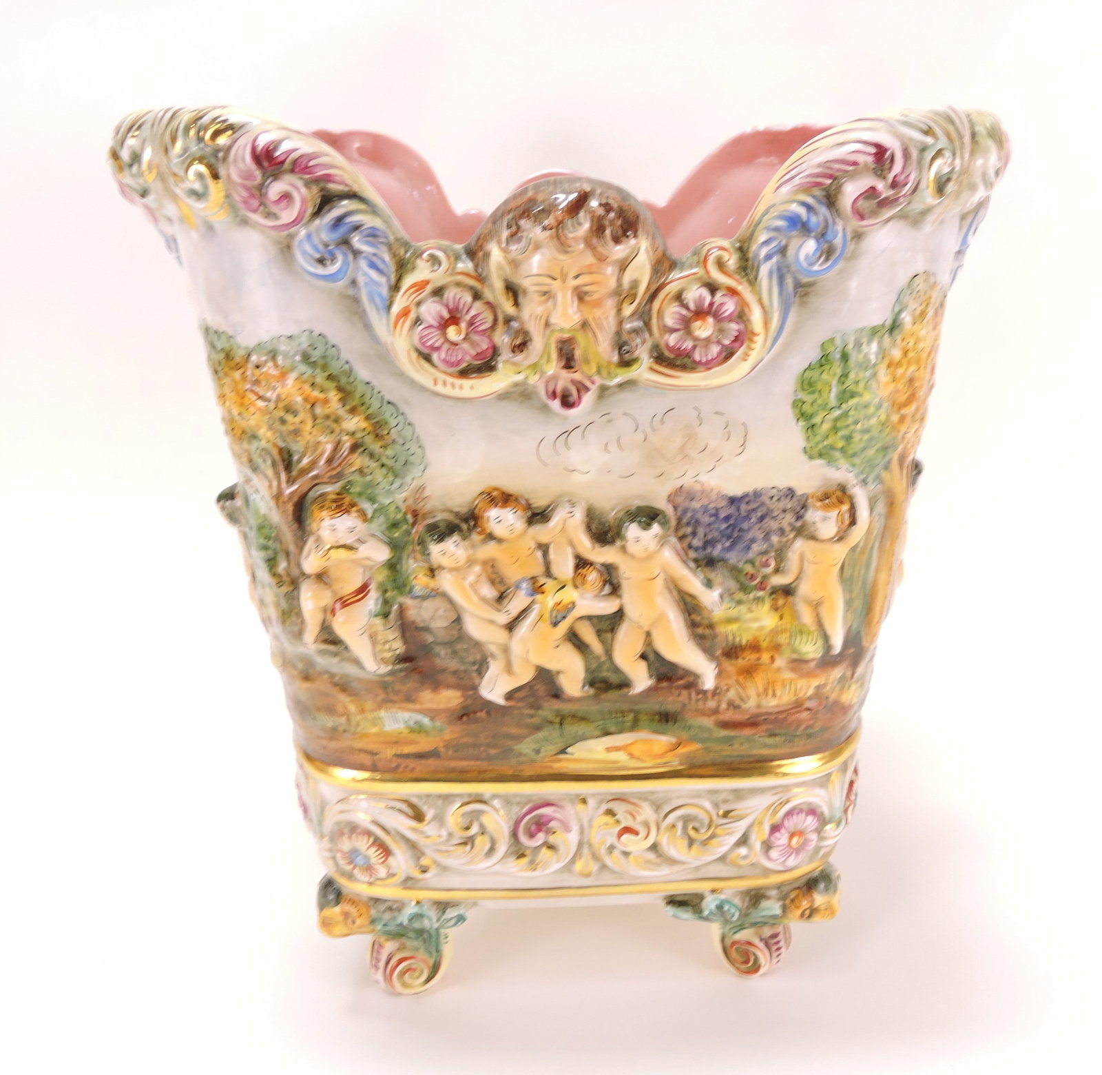 Capodimonte square jardiniere, 12"h: .