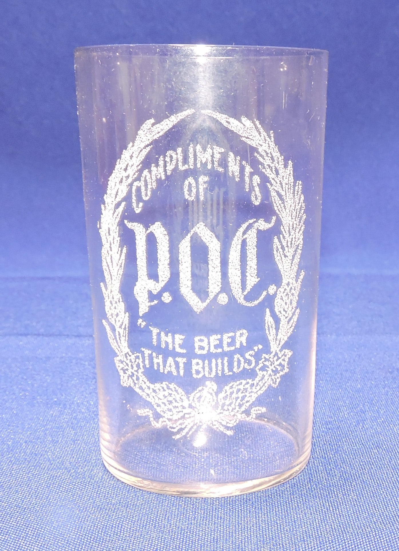 Pre-Prohibition etched beer glass, (1 of 1)