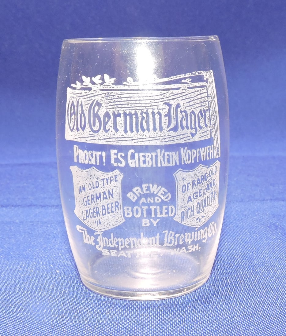 Pre-Prohibition etched beer glass, (1 of 1)