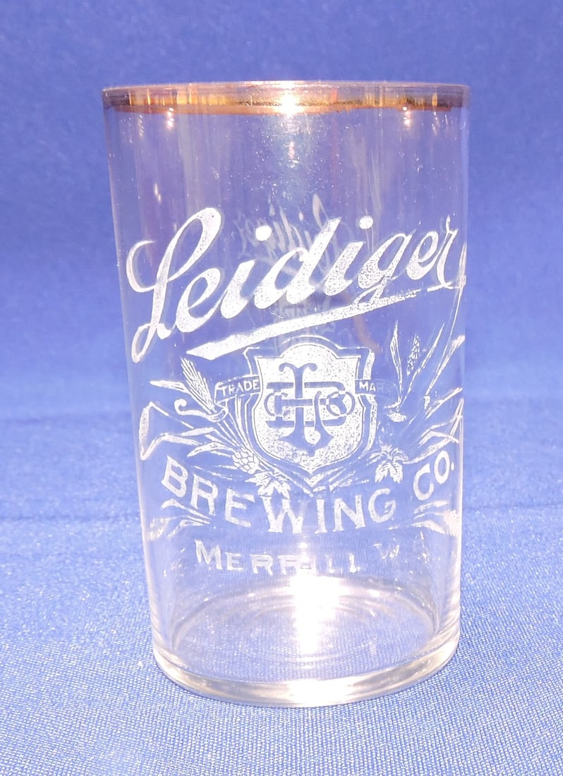 Pre-Prohibition etched beer glass, (1 of 1)