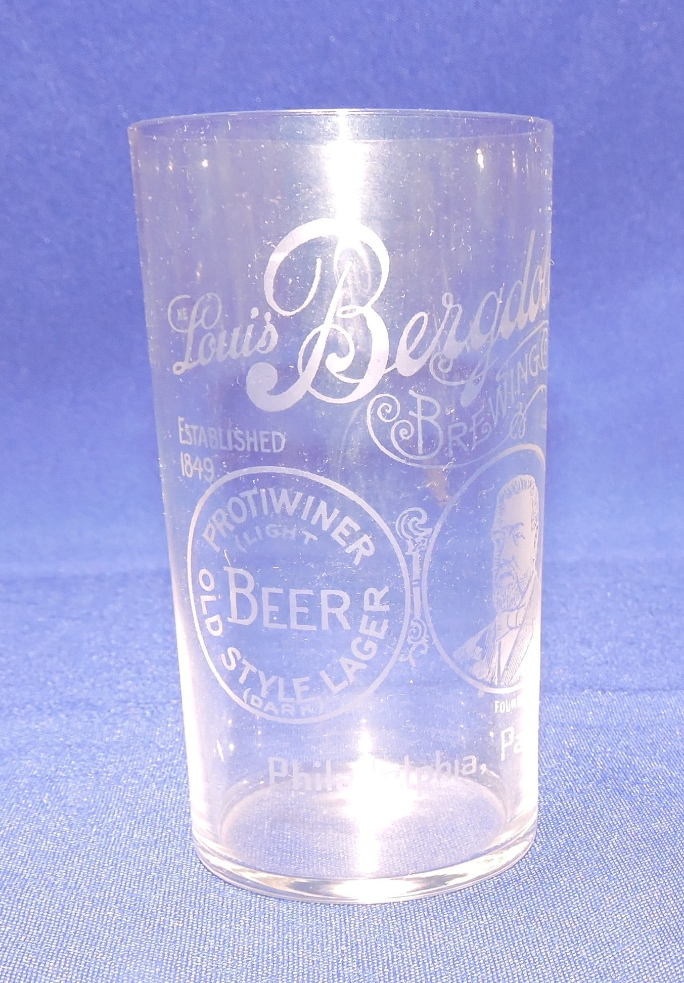 Pre-Prohibition etched beer glass, (1 of 1)