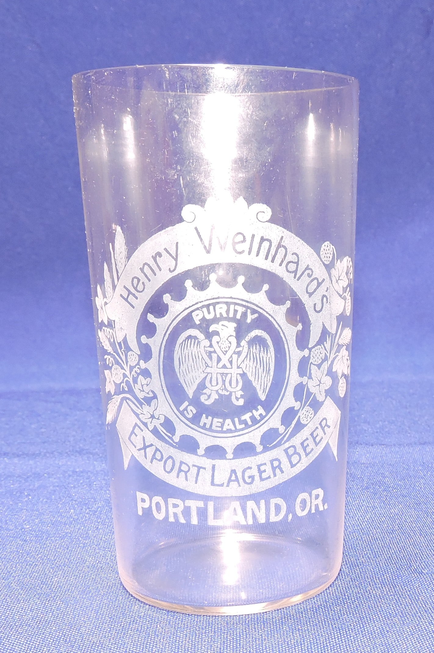 Pre-Prohibition etched beer glass, (1 of 1)