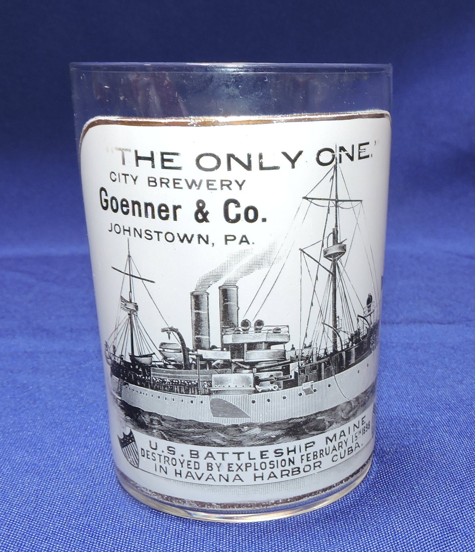 Pre-Prohibition enameled beer glass, (1 of 1)