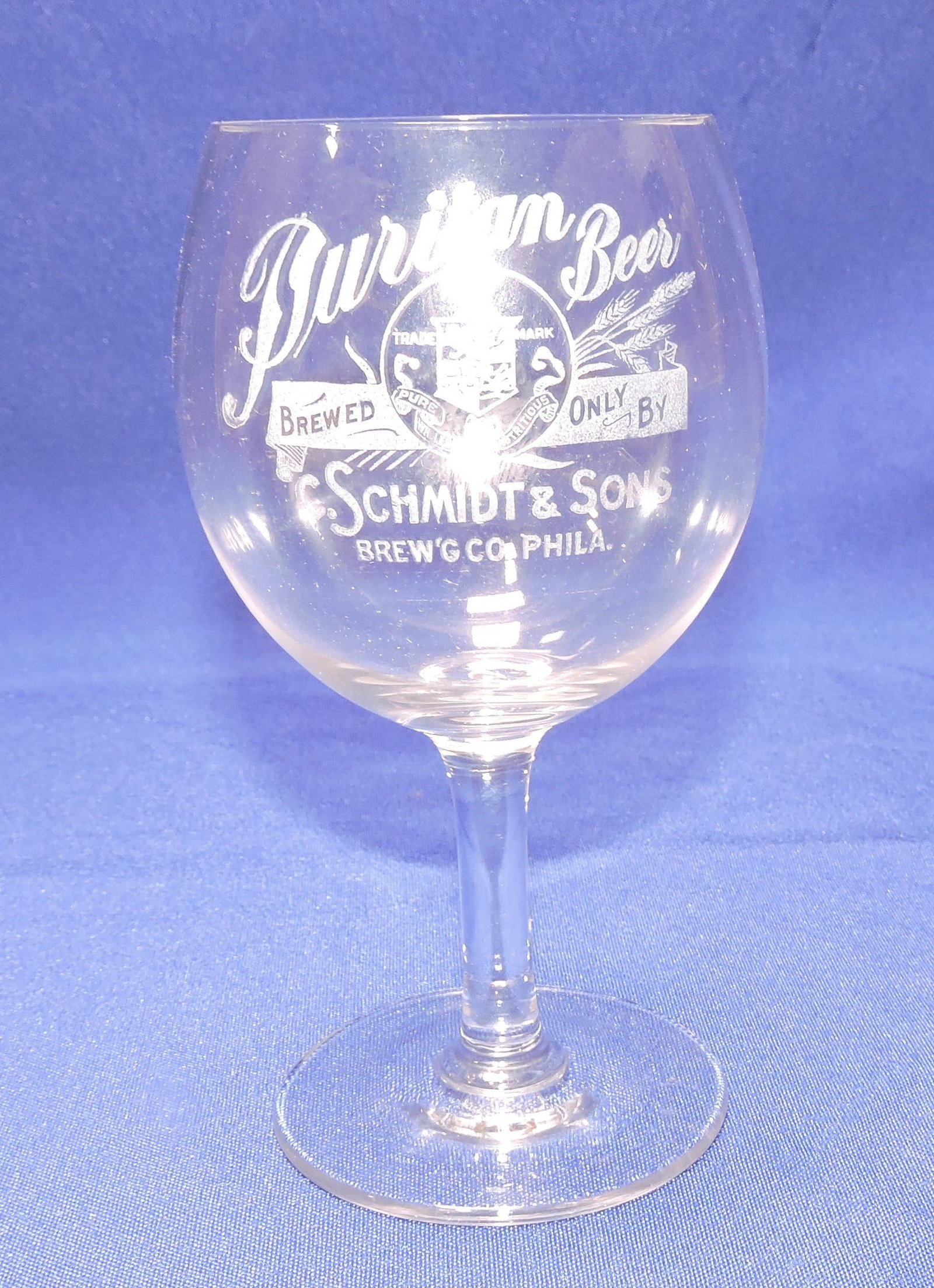 Pre-Prohibition etched beer glass, (1 of 1)