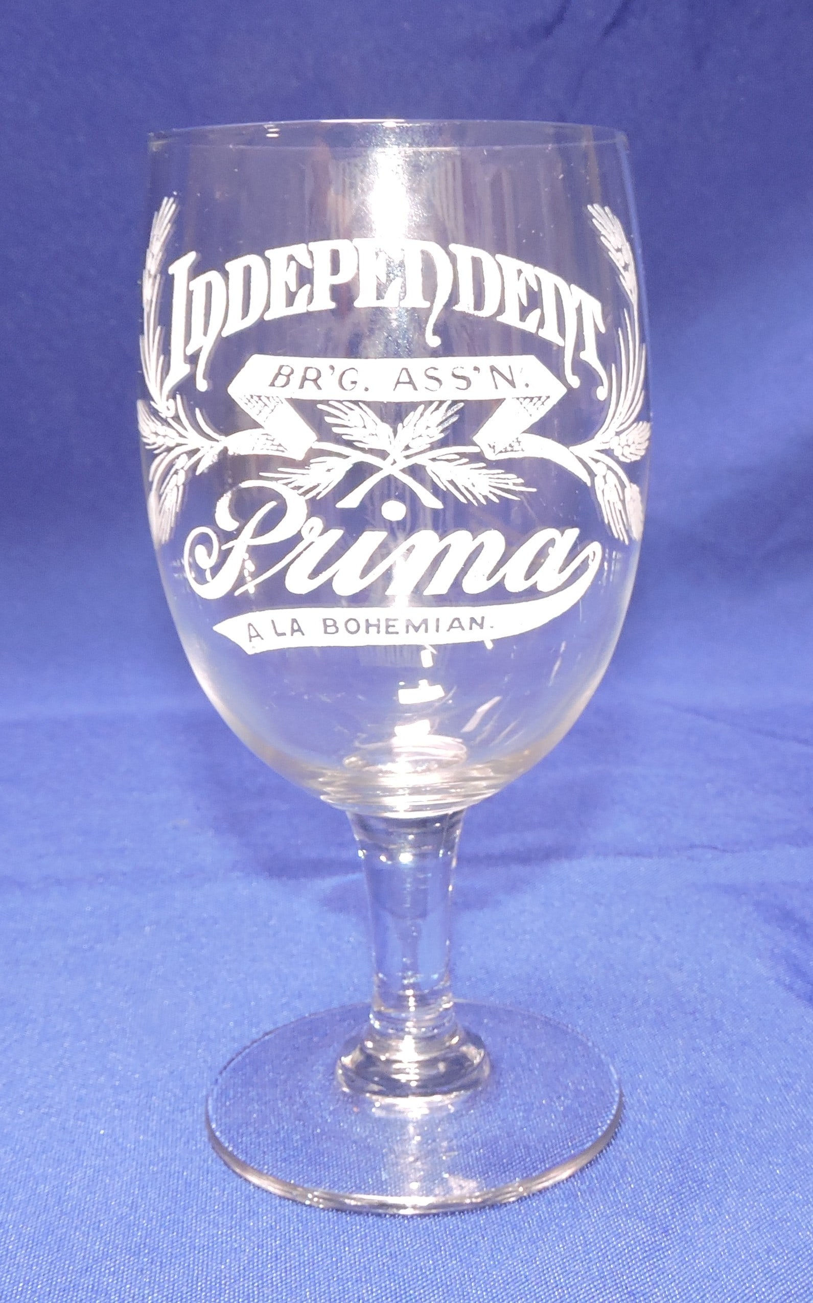 Pre-Prohibition etched beer glass, (1 of 1)