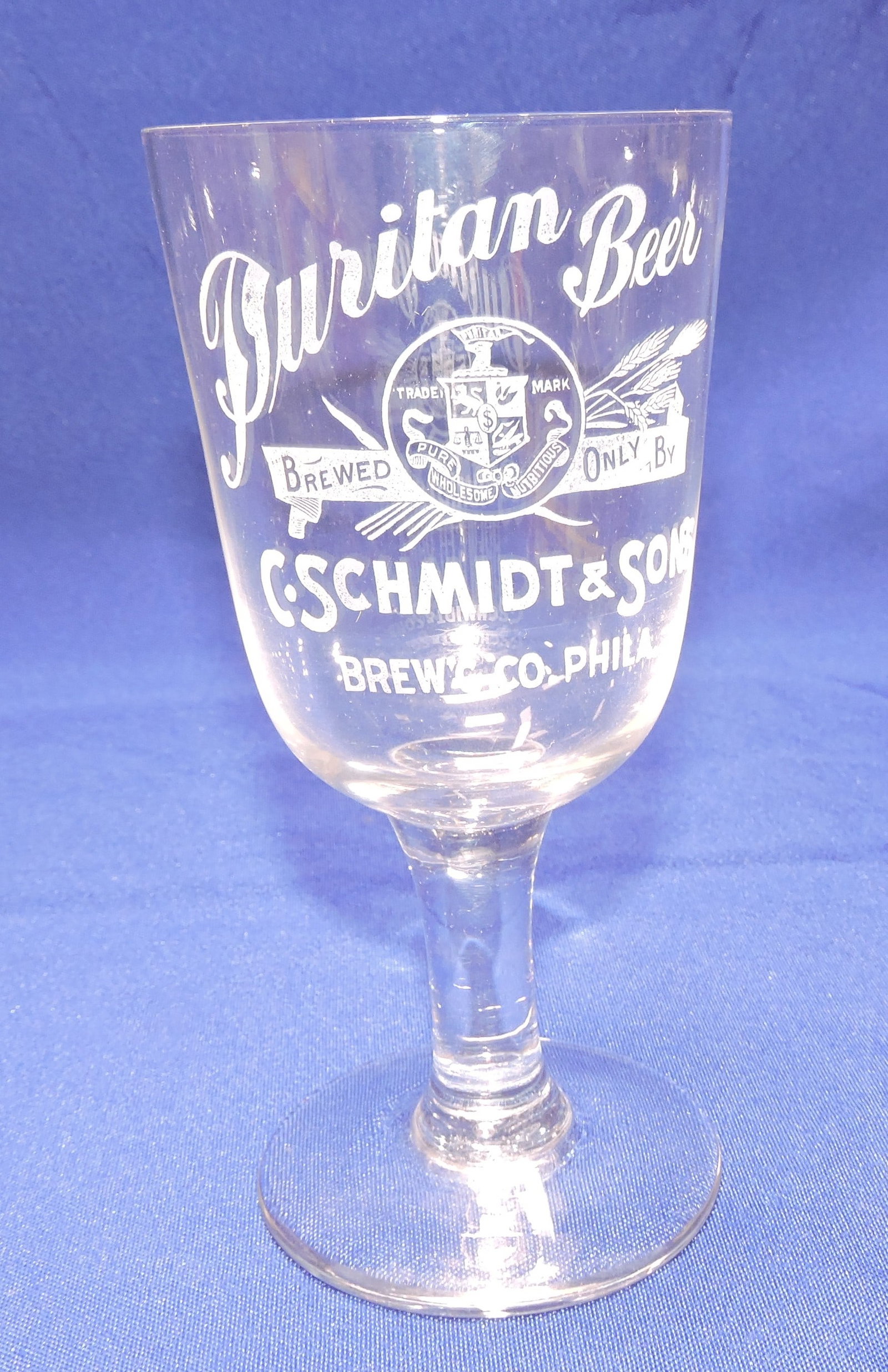 Pre-Prohibition etched beer glass, (1 of 1)