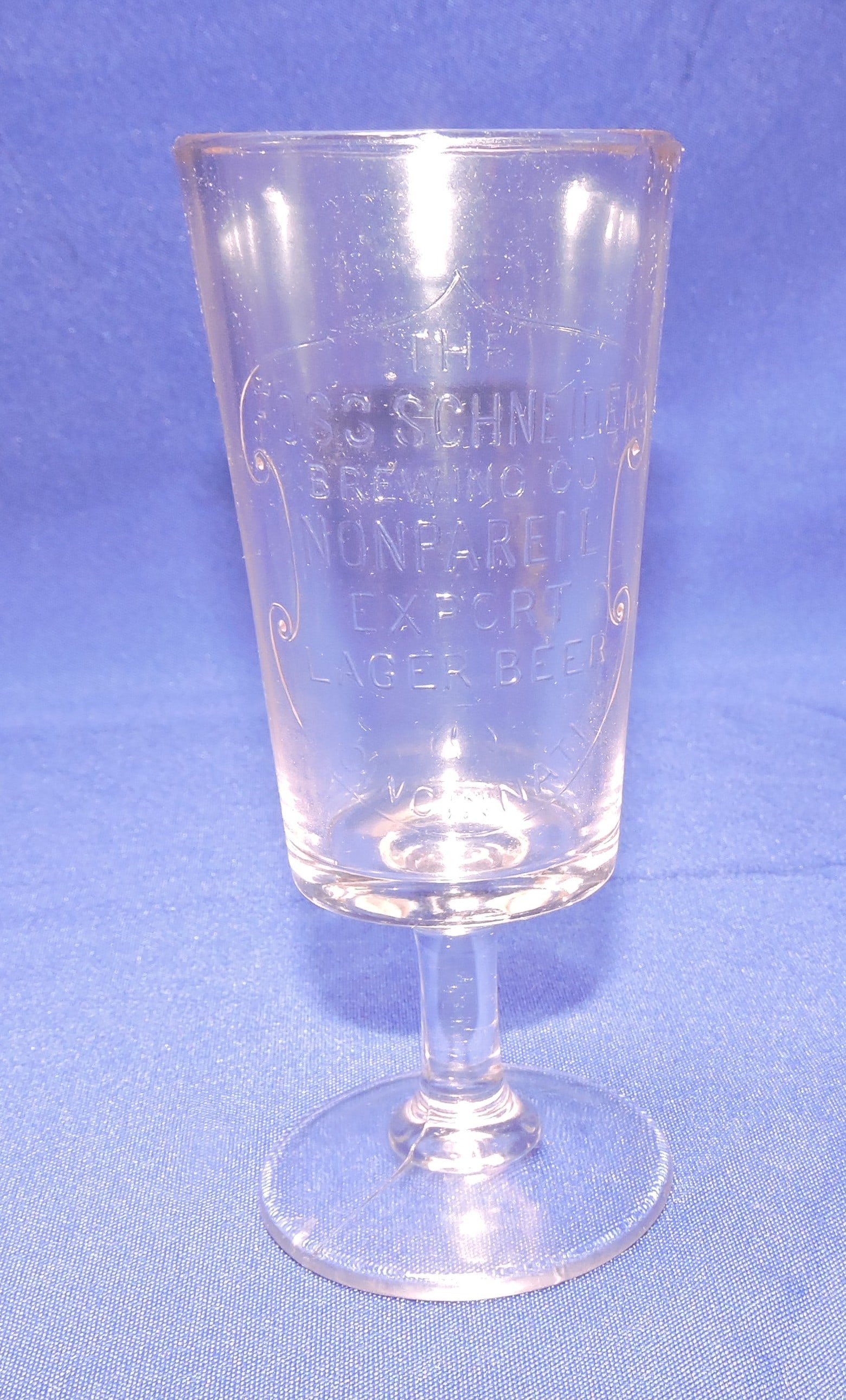 Pre-Prohibition embossed beer glass, (1 of 1)