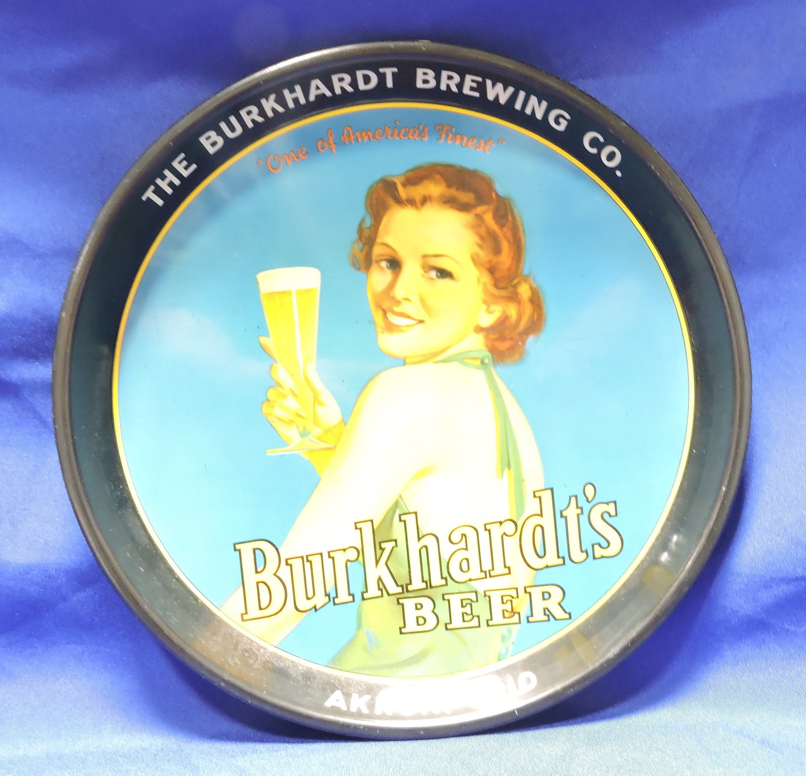 Burkhardt's Beer tray, Akron Ohio, 12": .
