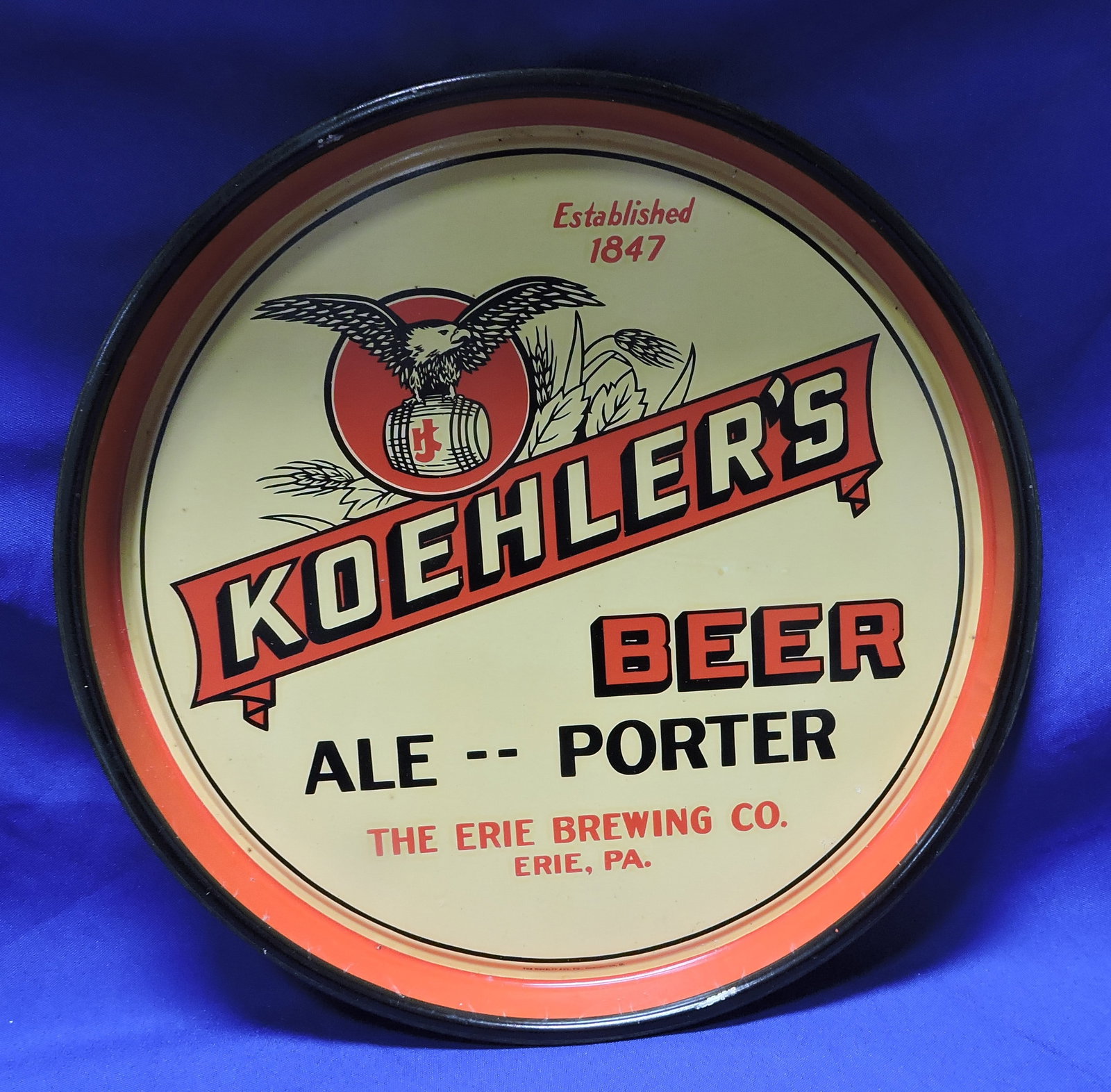 Koehler's Beer tray, Erie Brewing Co, (1 of 2)
