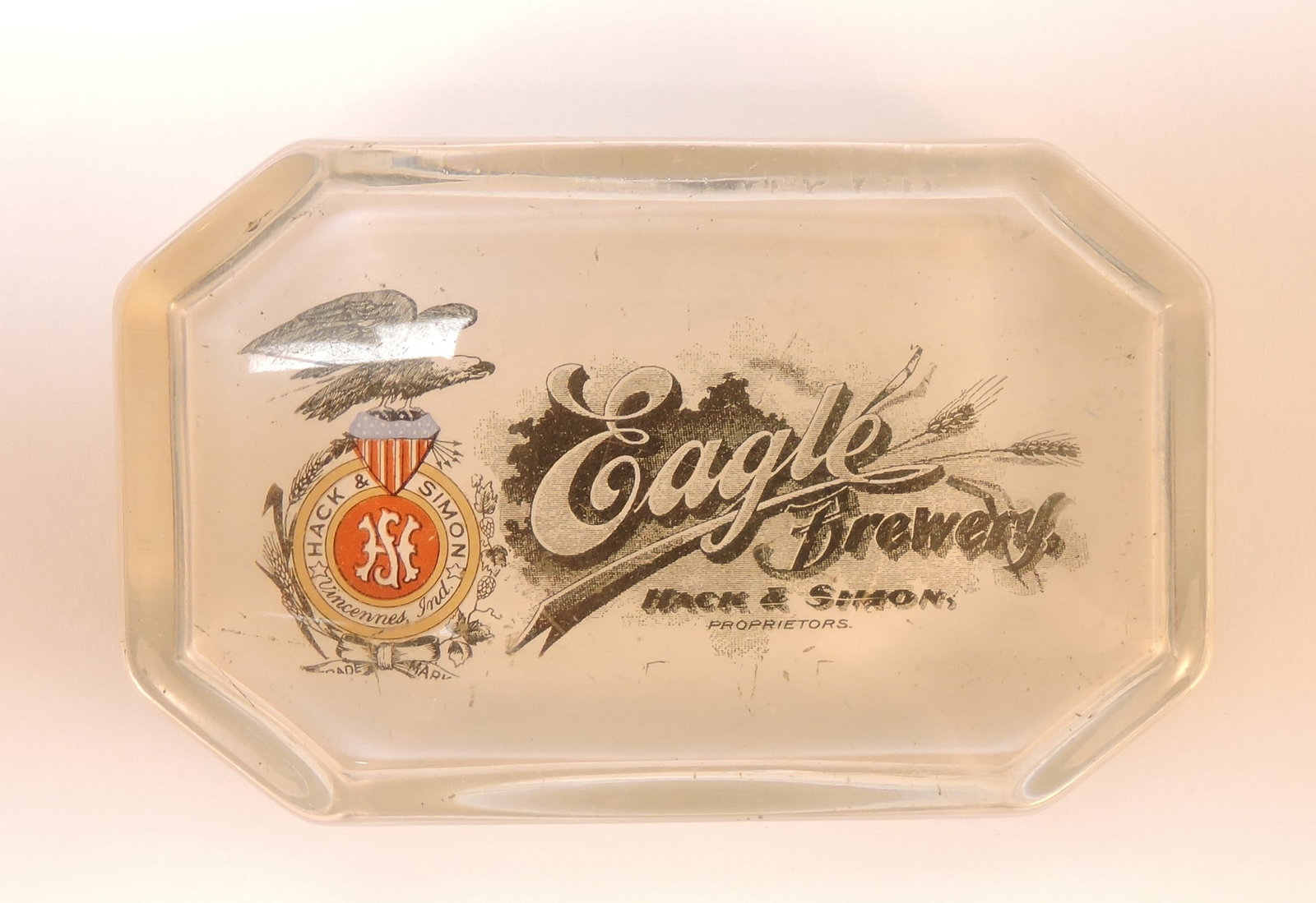 Beer advertising glass paperweight, (1 of 1)