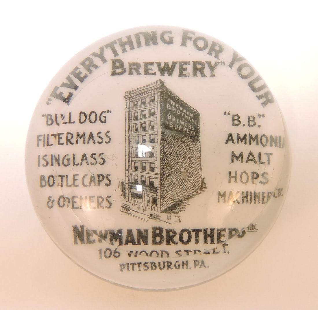 Beer advertising glass paperweight, (1 of 1)