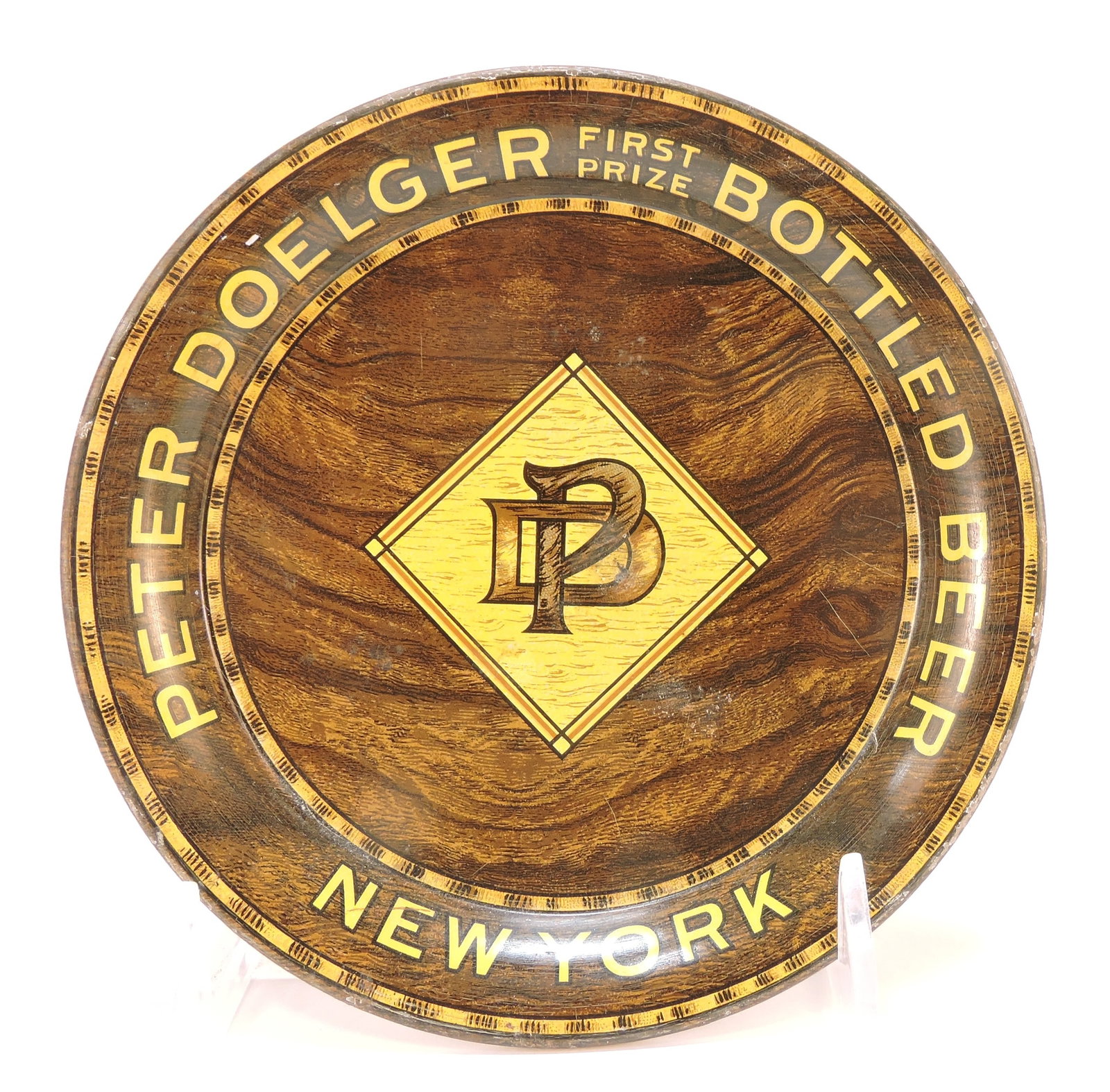 Tin beer advertising tip tray, (1 of 2)