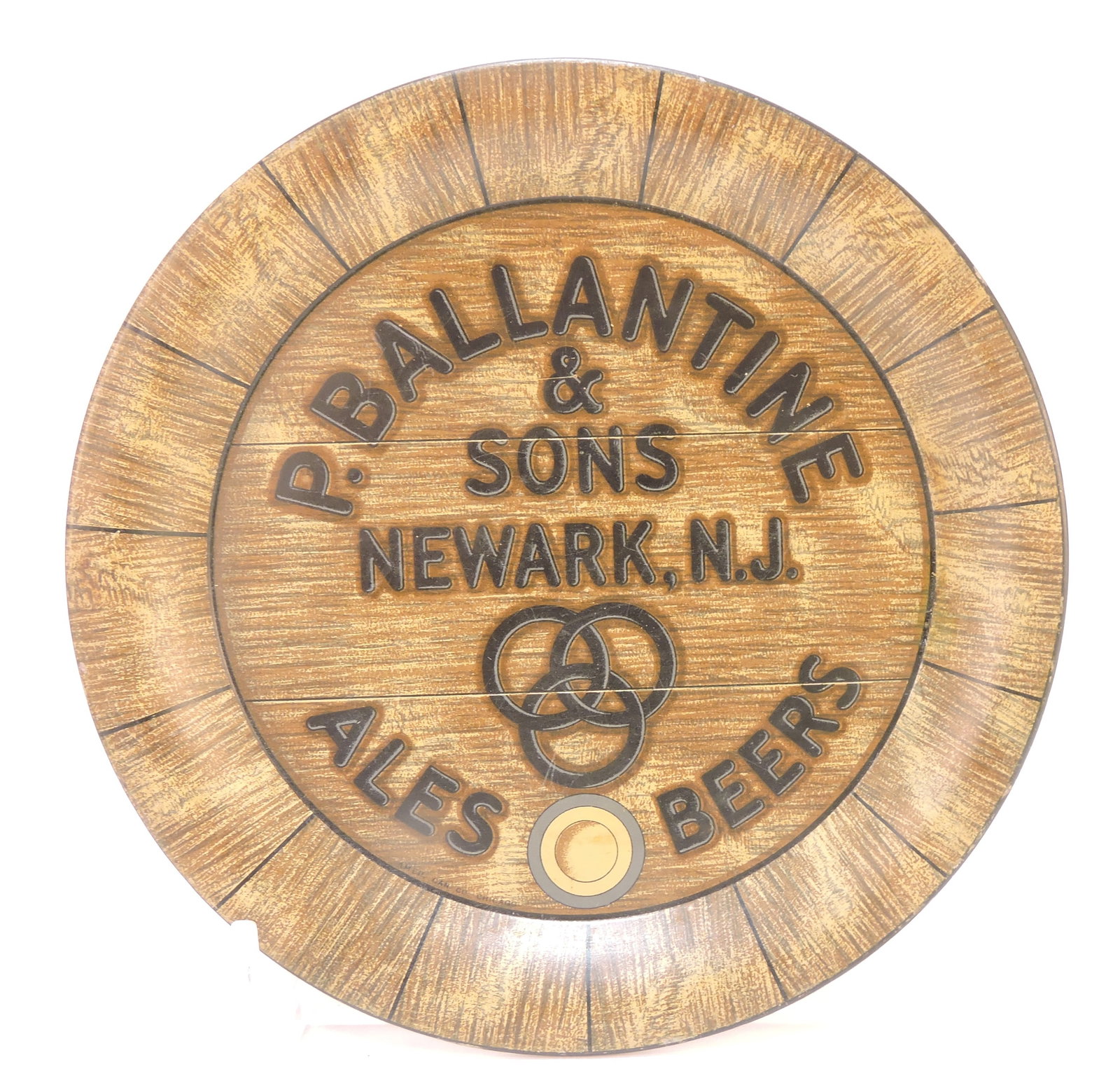 Tin beer advertising tip tray, (1 of 2)