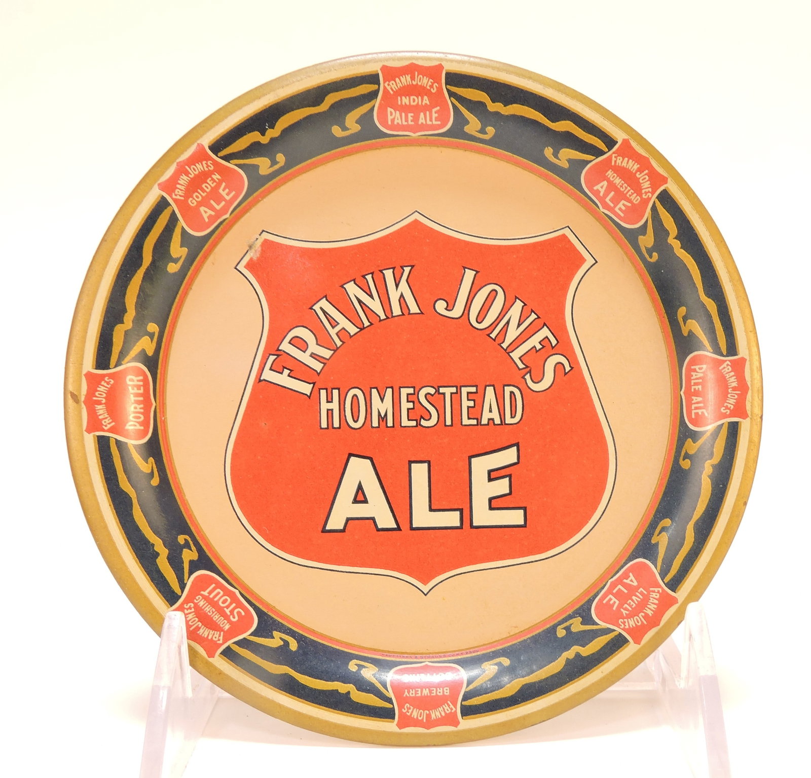 Tin beer advertising tip tray, (1 of 2)