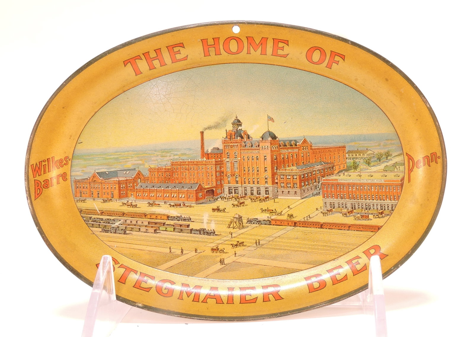 Tin beer advertising tip tray, (1 of 2)