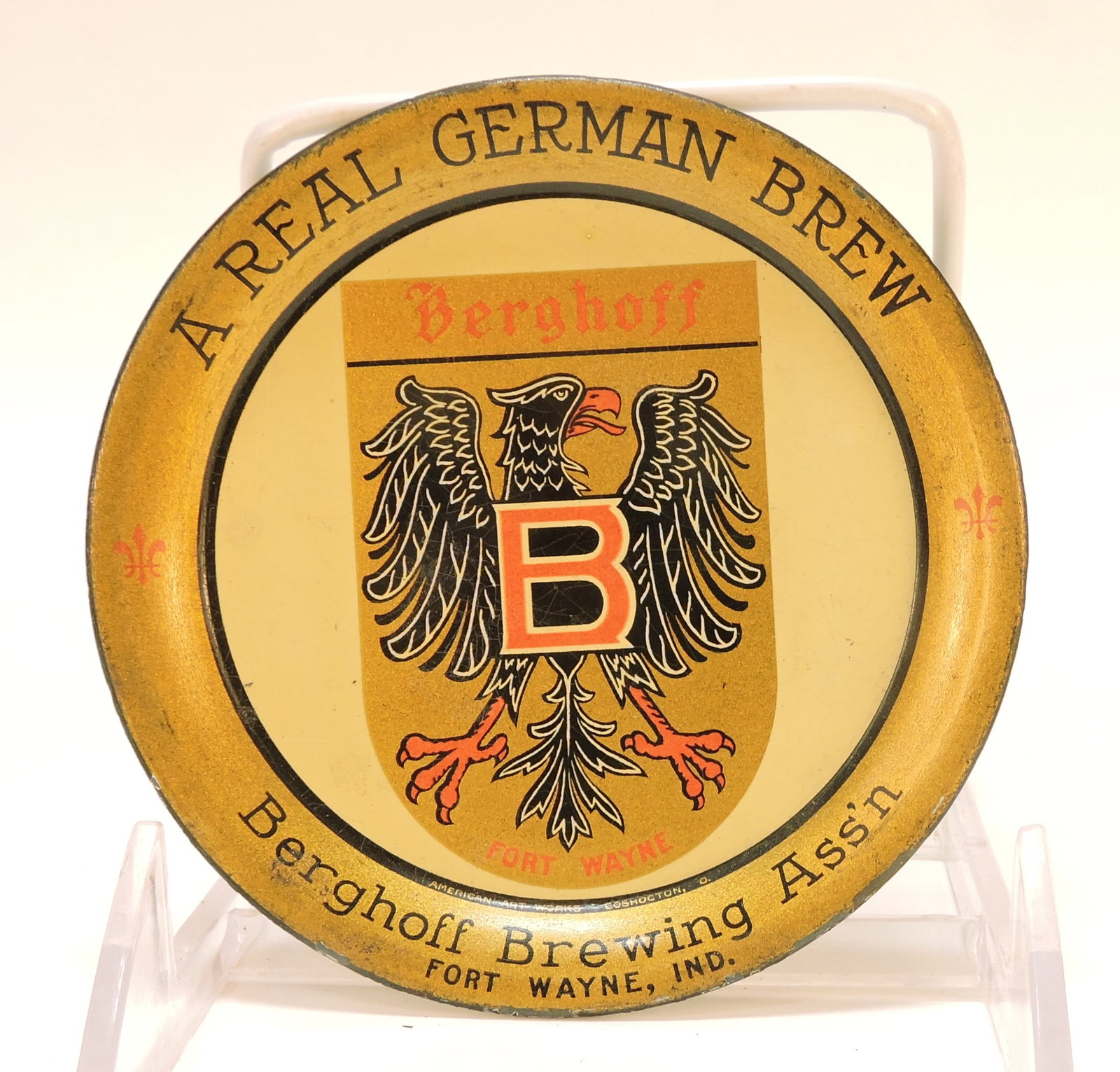 Tin beer advertising tip tray, (1 of 2)