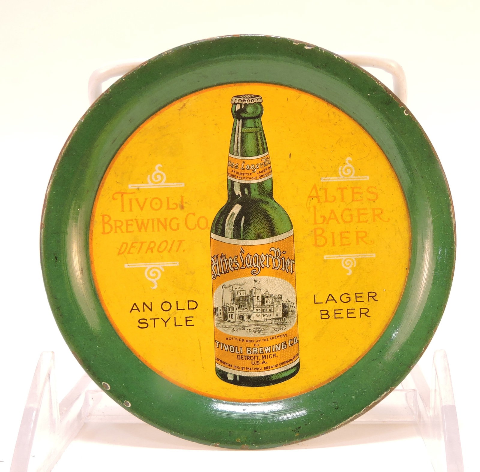 Tin beer advertising tip tray, (1 of 2)