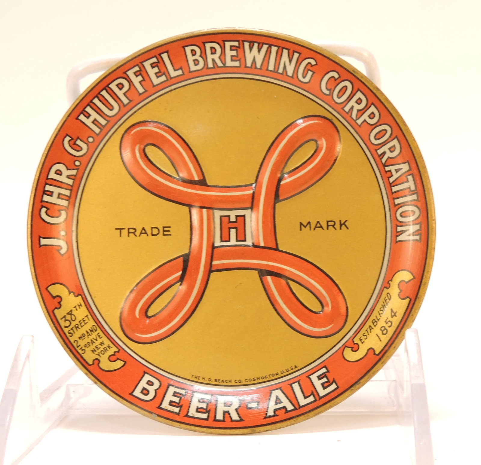 Tin advertising beer coaster, (1 of 2)