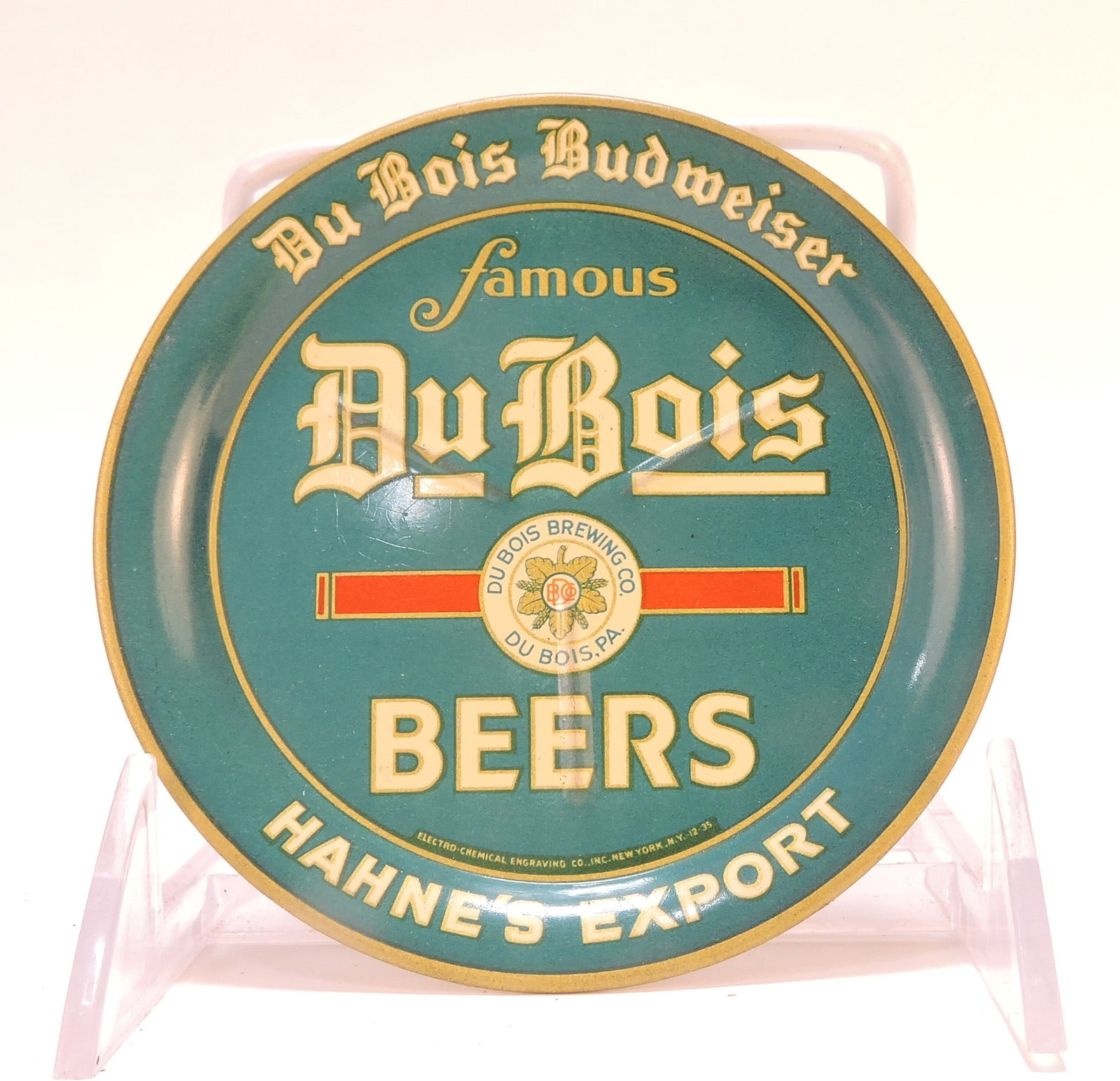 Tin advertising beer coaster, (1 of 2)
